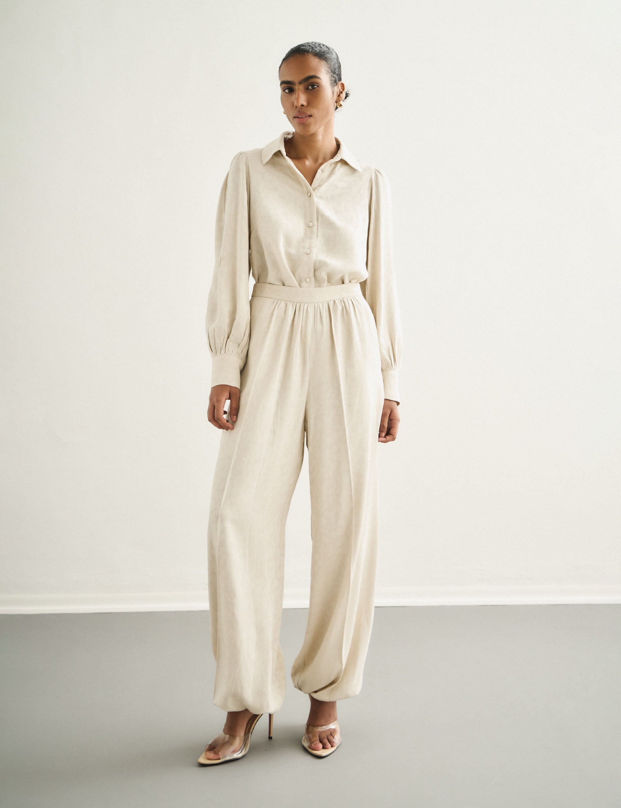 Camisa Sandra Jacquard Porcelana