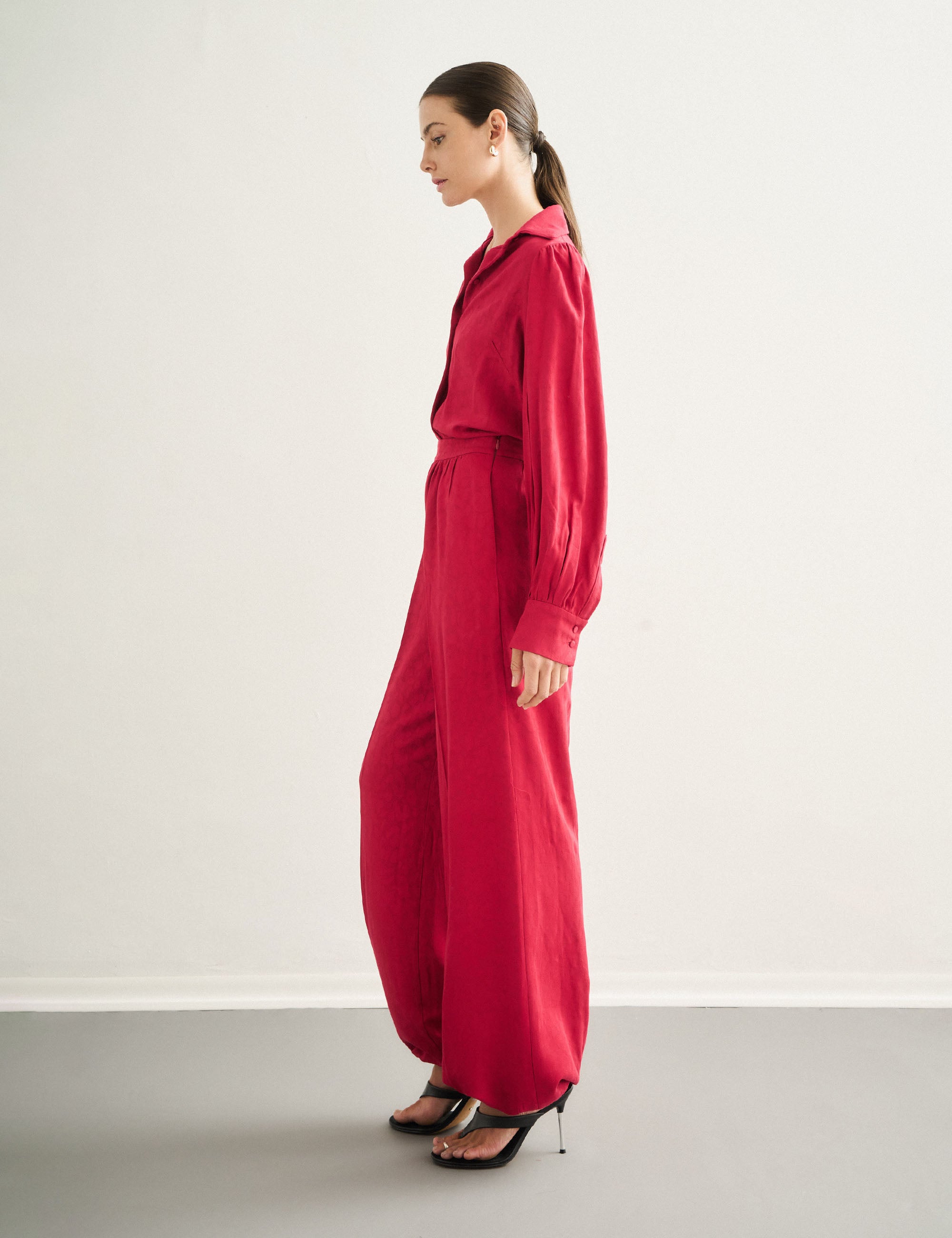 Calça Sandra Jacquard Vermelho