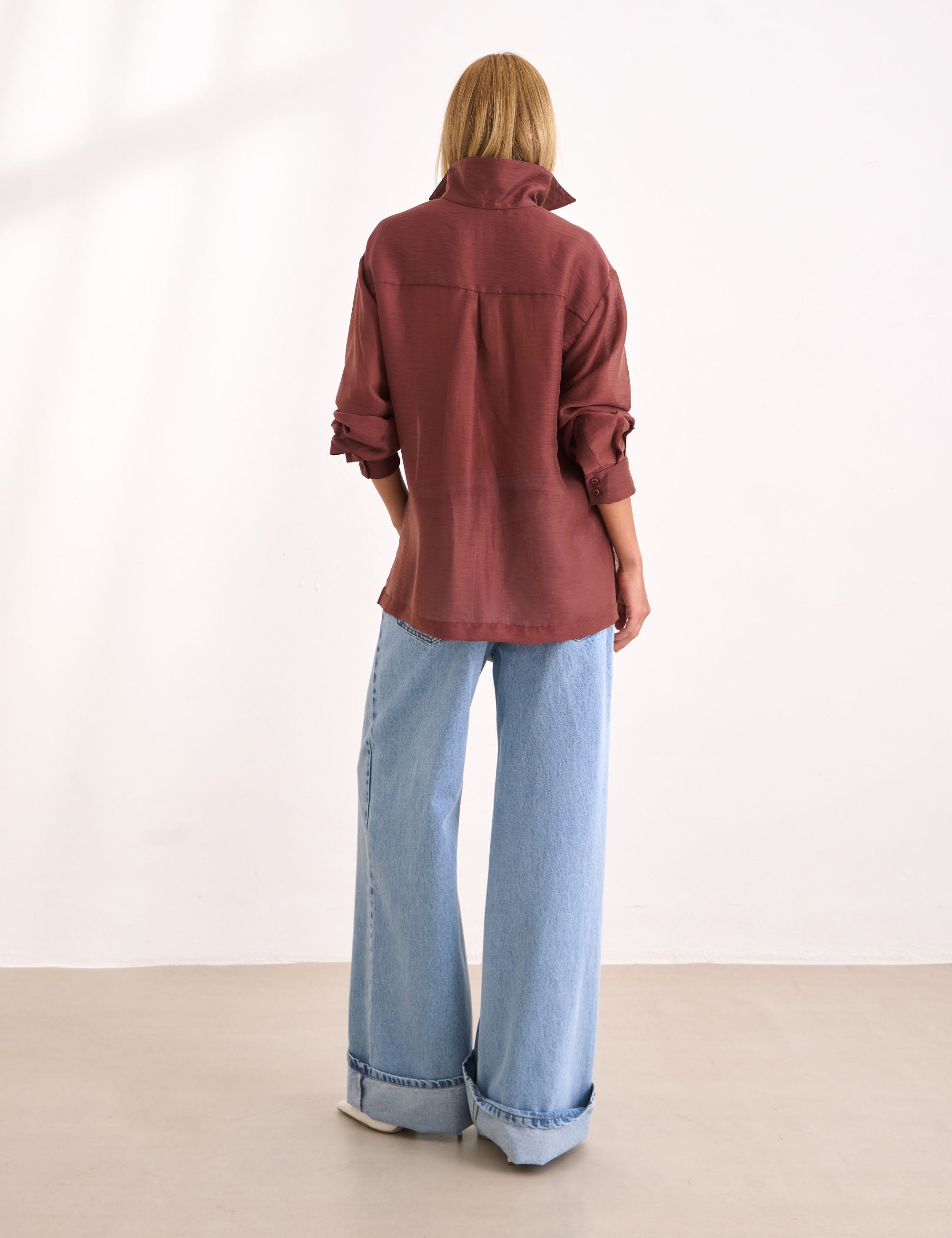 Camisa Antuerpia Voil Marrom