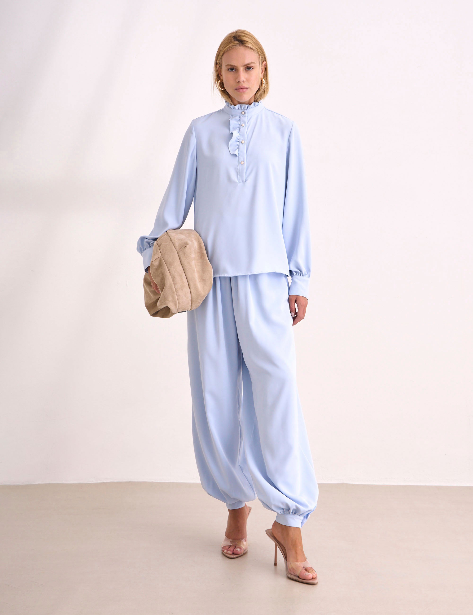 Camisa Aurora Crepe Azul