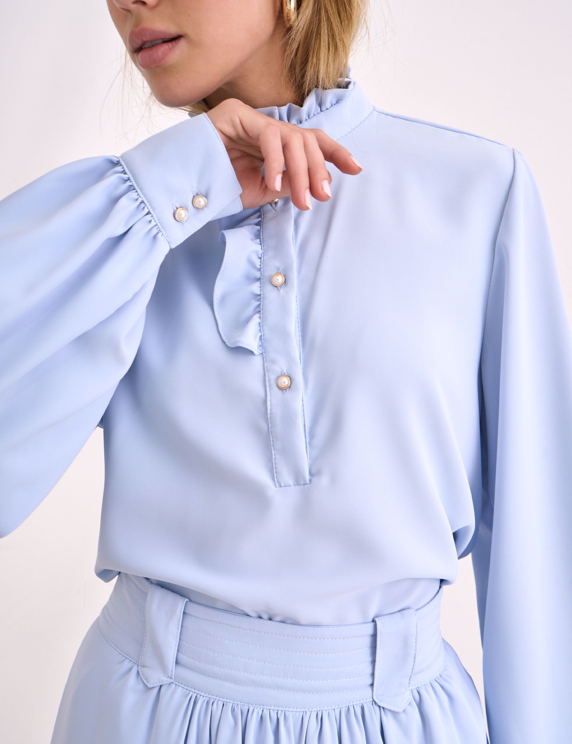 Camisa Aurora Crepe Azul