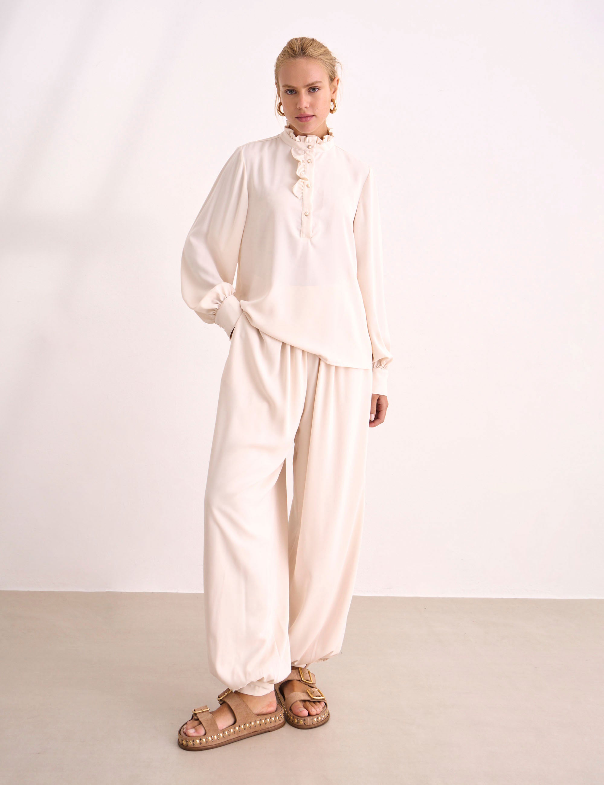 Camisa Aurora Crepe Marfim
