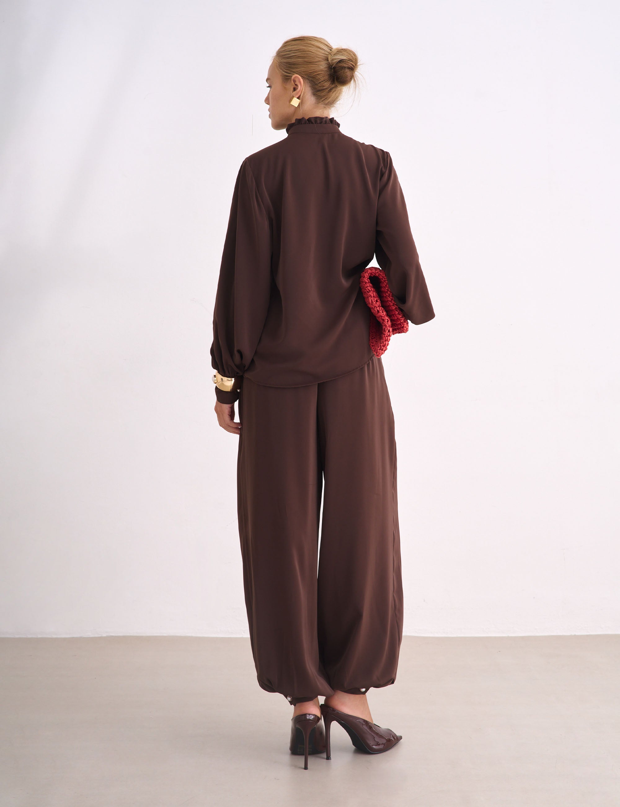Camisa Aurora Crepe Marrom