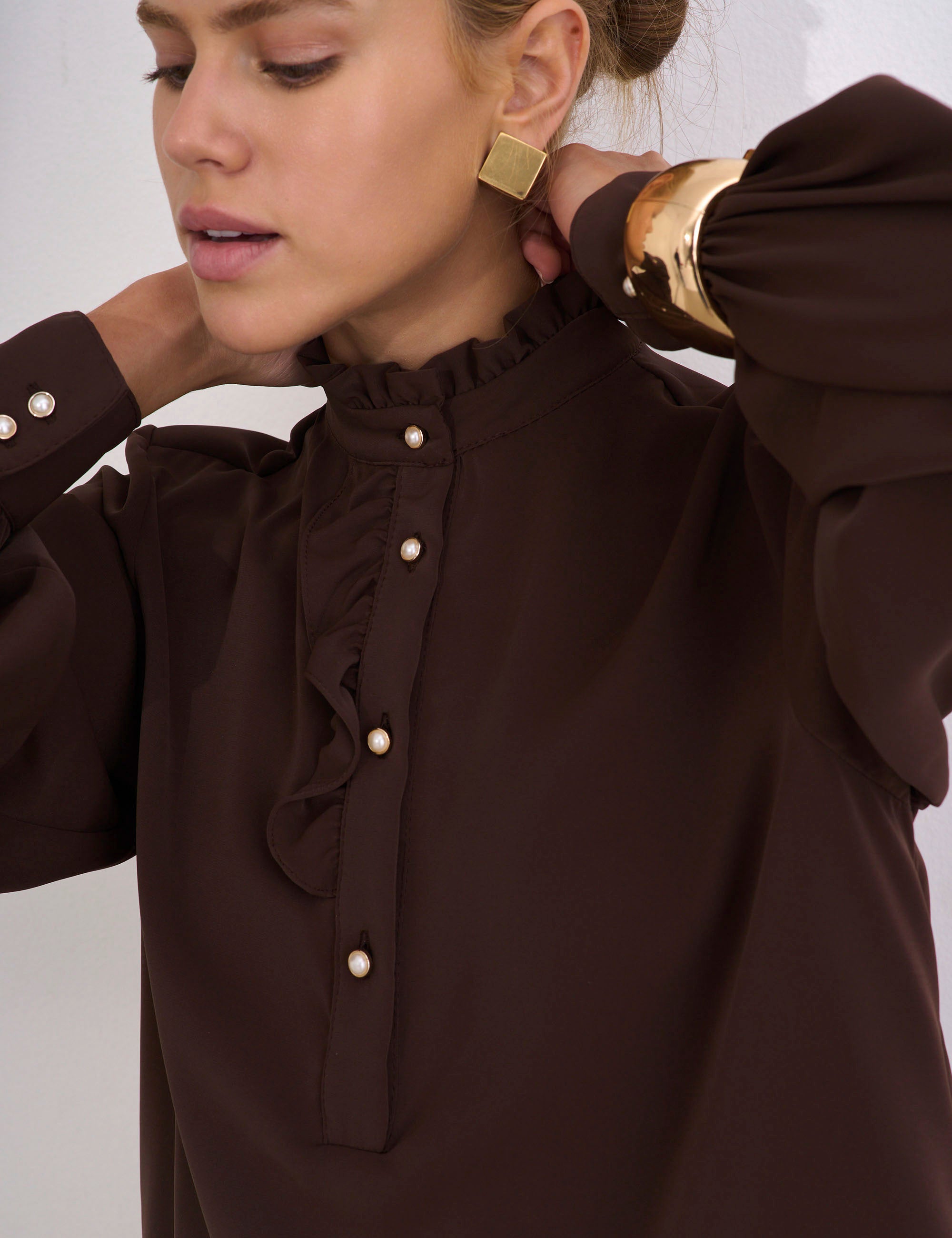 Camisa Aurora Crepe Marrom