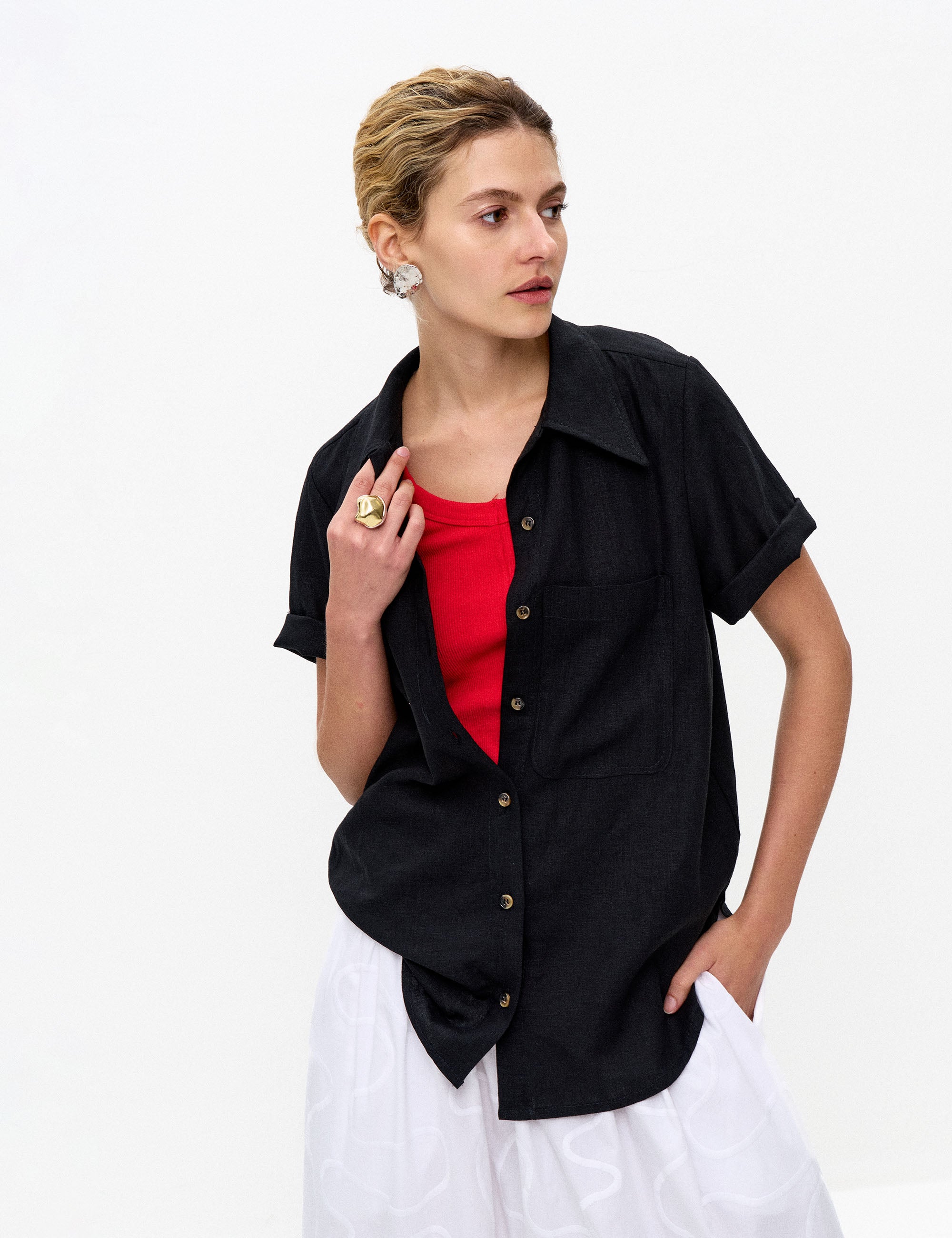Camisa Ayla Linho Preto