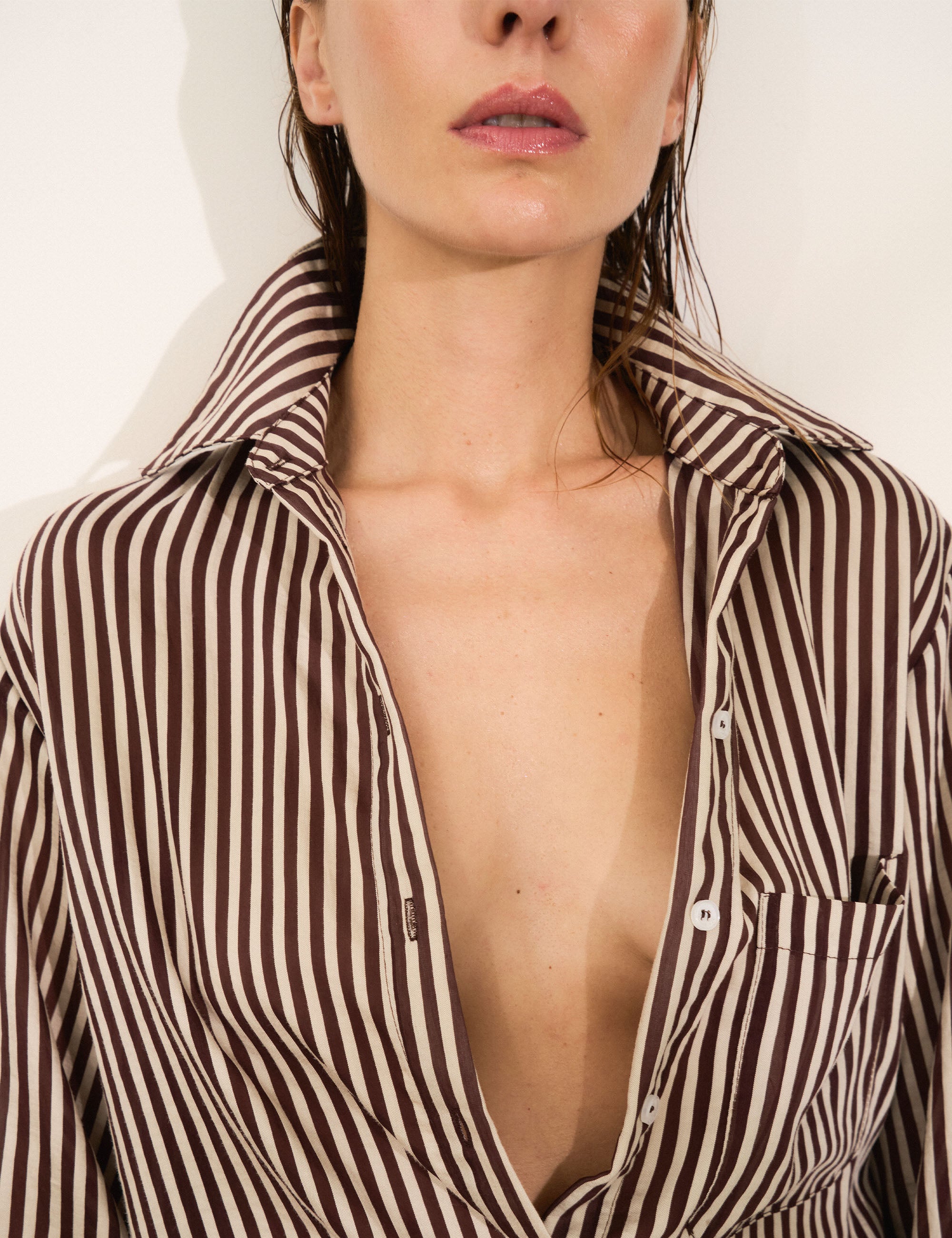 Camisa Bianca Listra Marrom