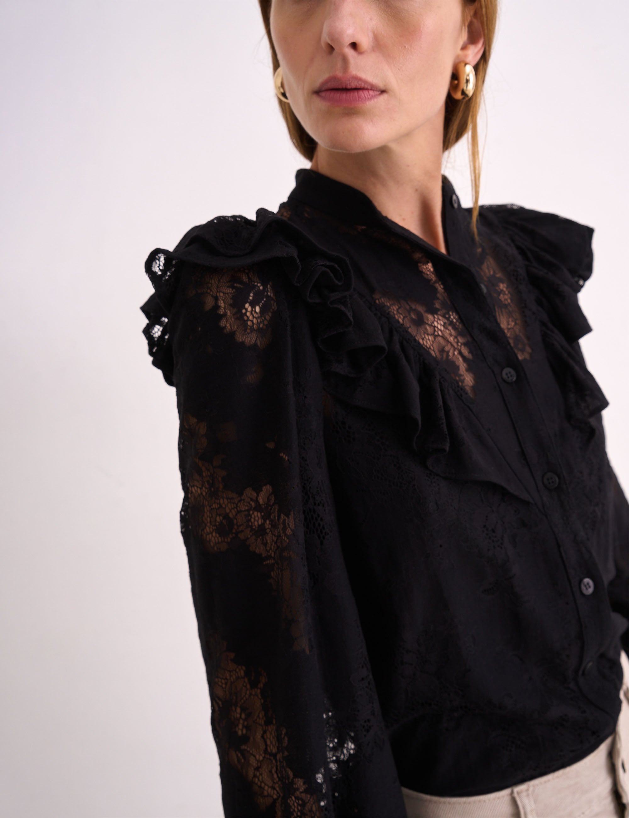 Camisa Carmina Renda Preto