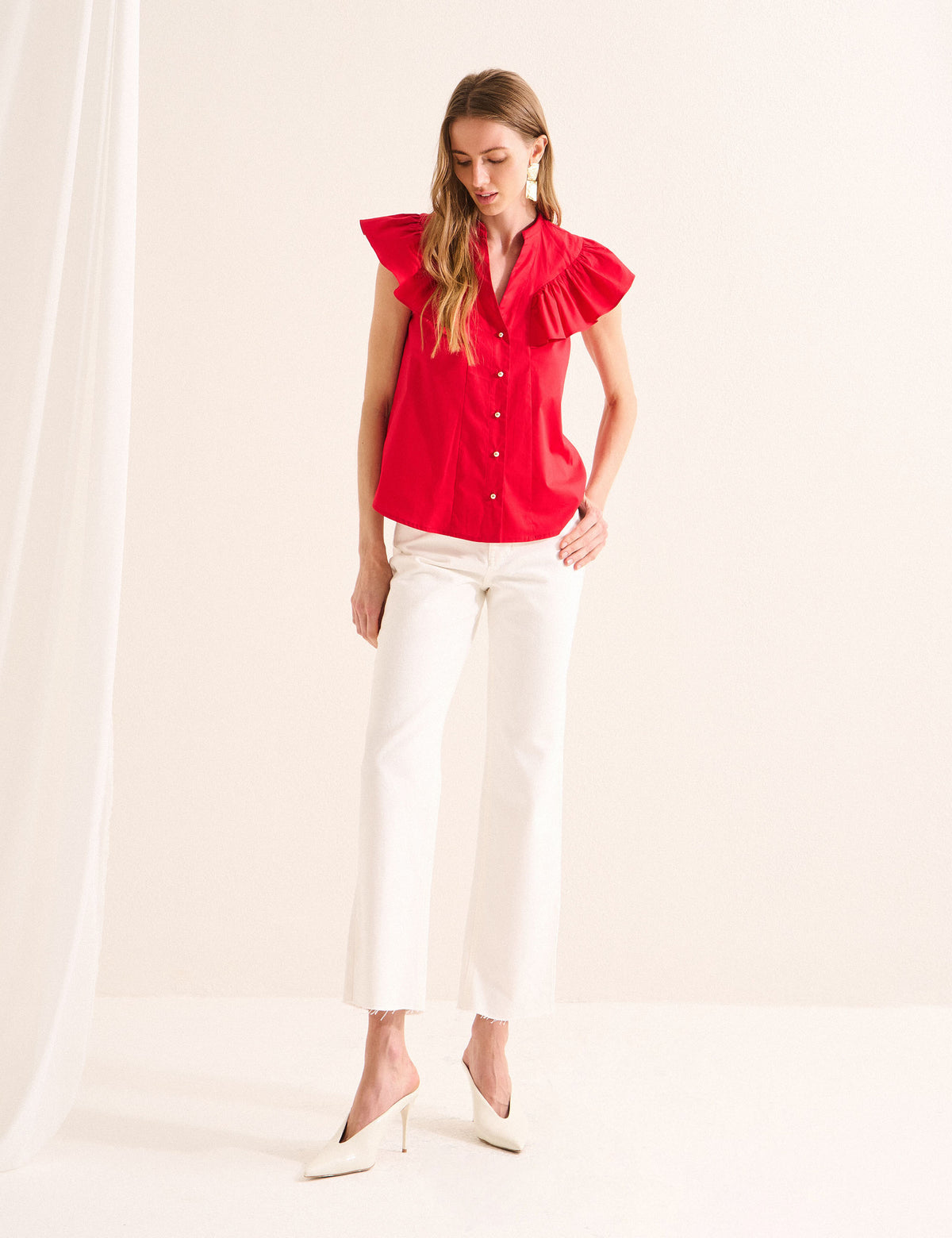Camisa Clara Tricoline Vermelho