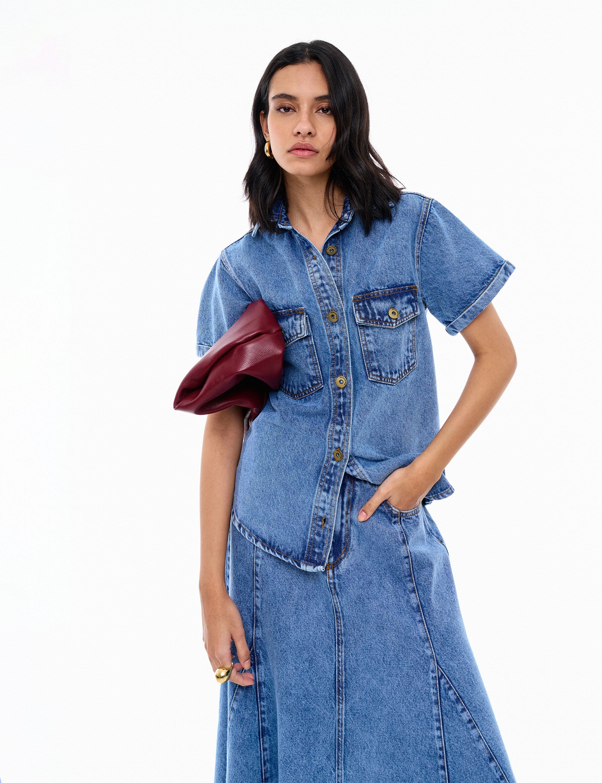 Camisa Helena Jeans Médio