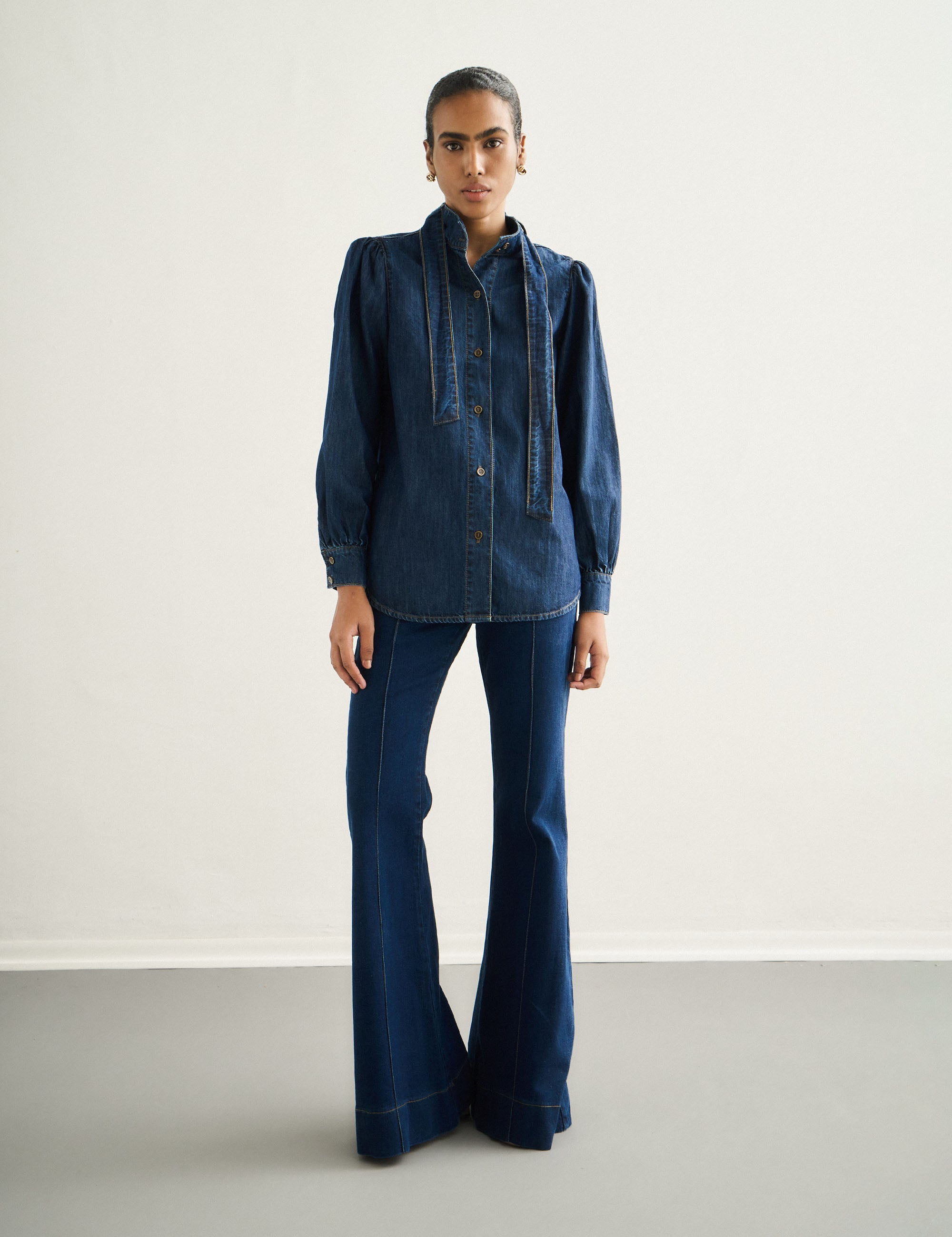 Camisa Jeans Denim Escuro