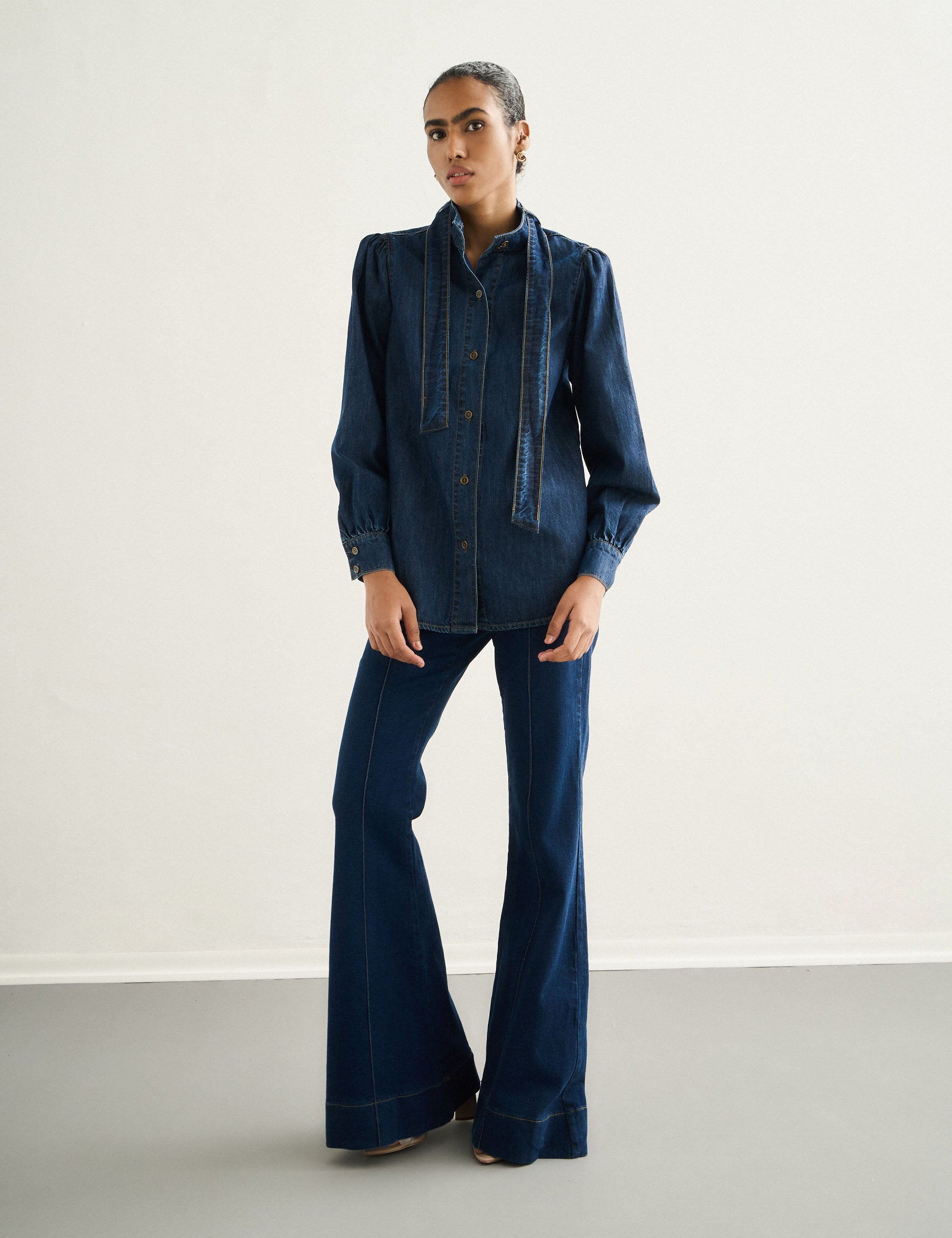 Camisa Jeans Denim Escuro