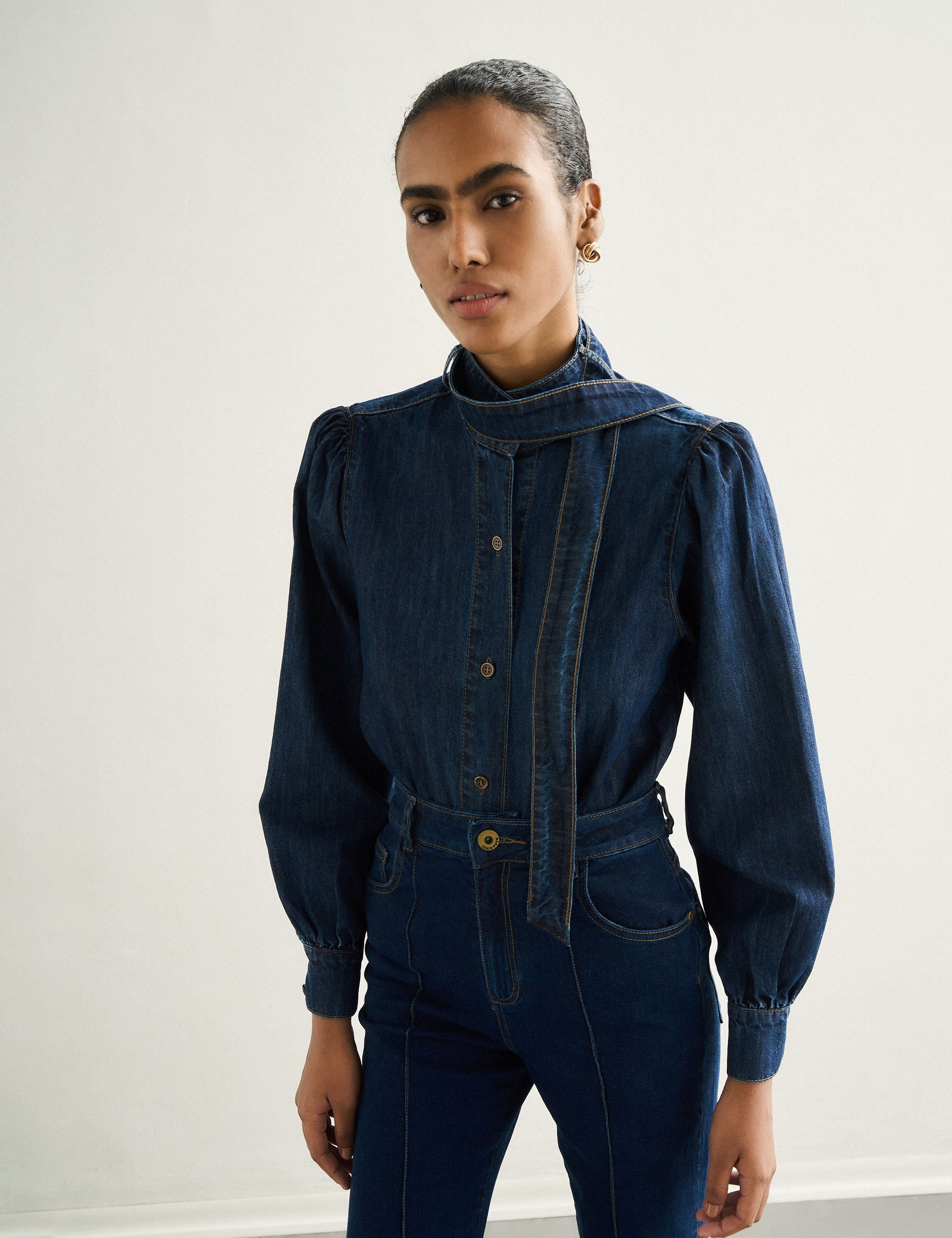Camisa Jeans Denim Escuro