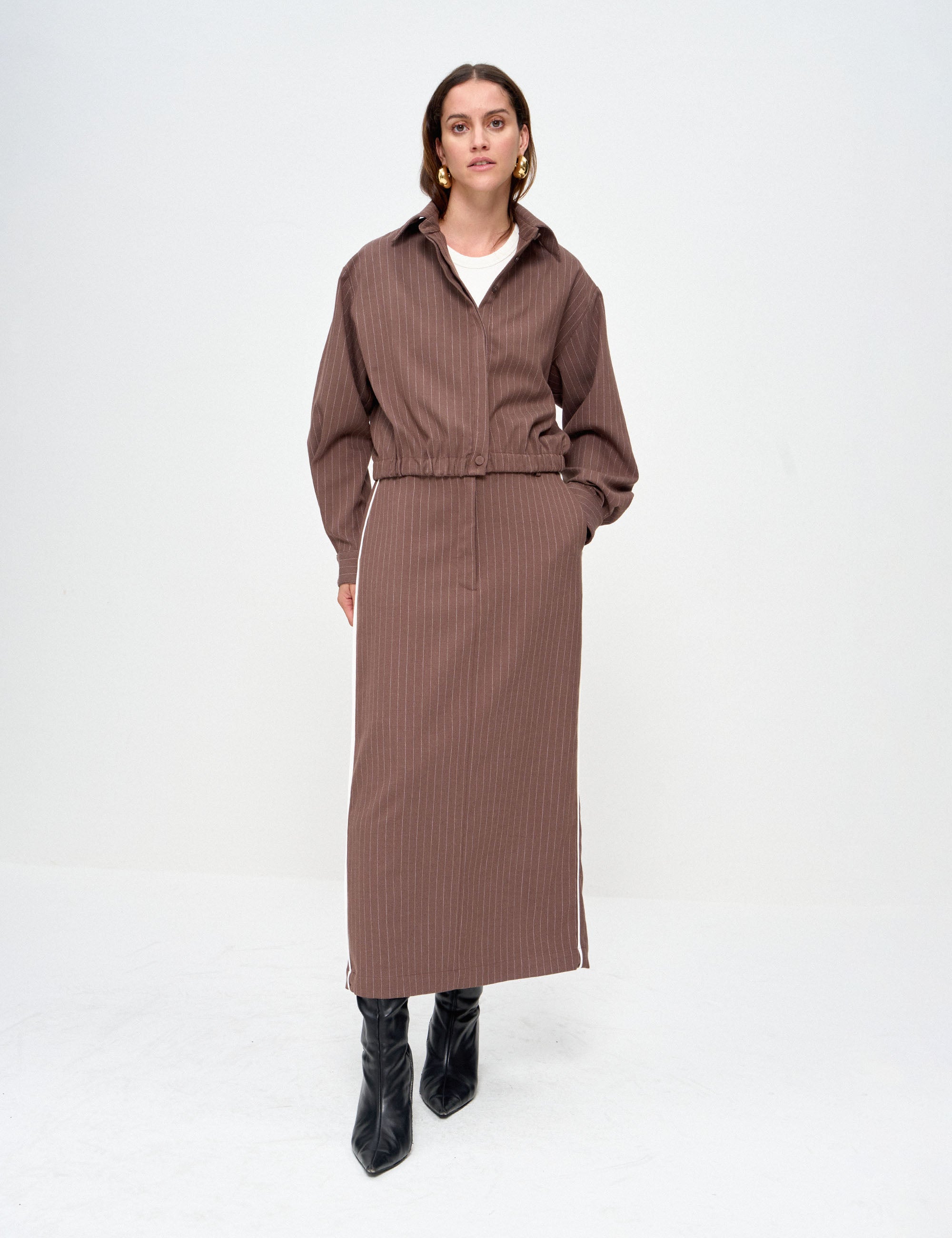 Camisa Jéssica Risca Marrom