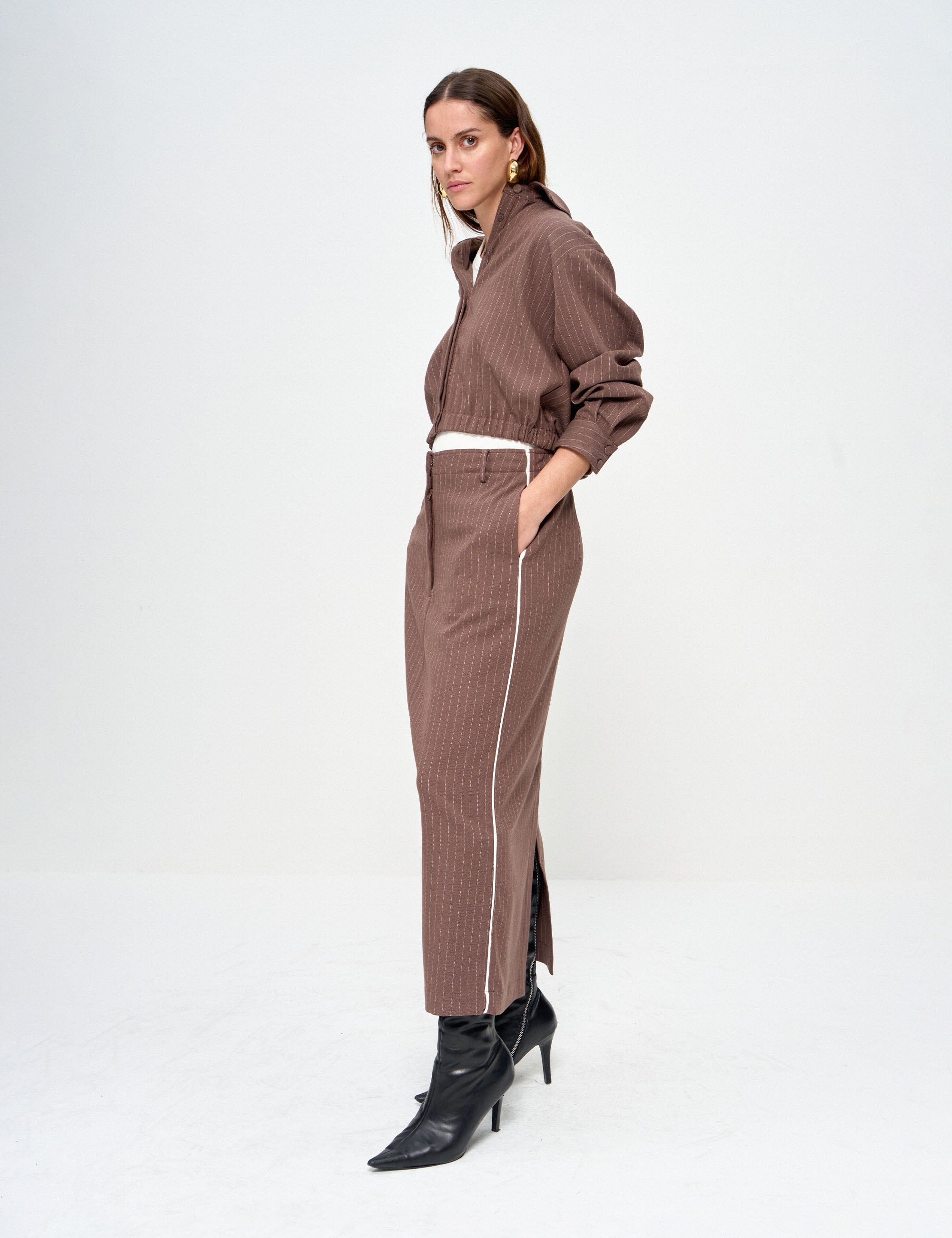 Camisa Jéssica Risca Marrom