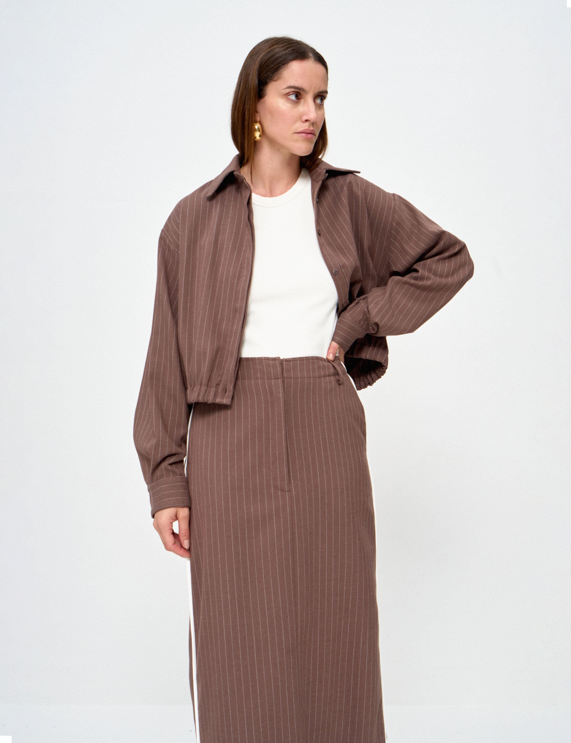Camisa Jéssica Risca Marrom