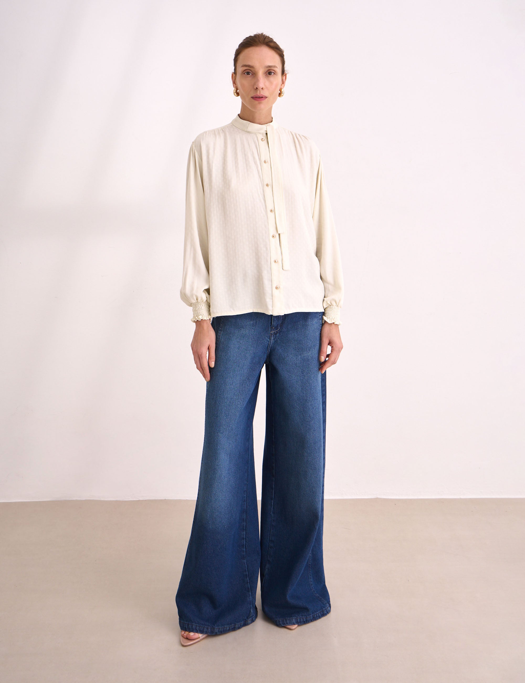 Camisa Karina Jacquard Marfim