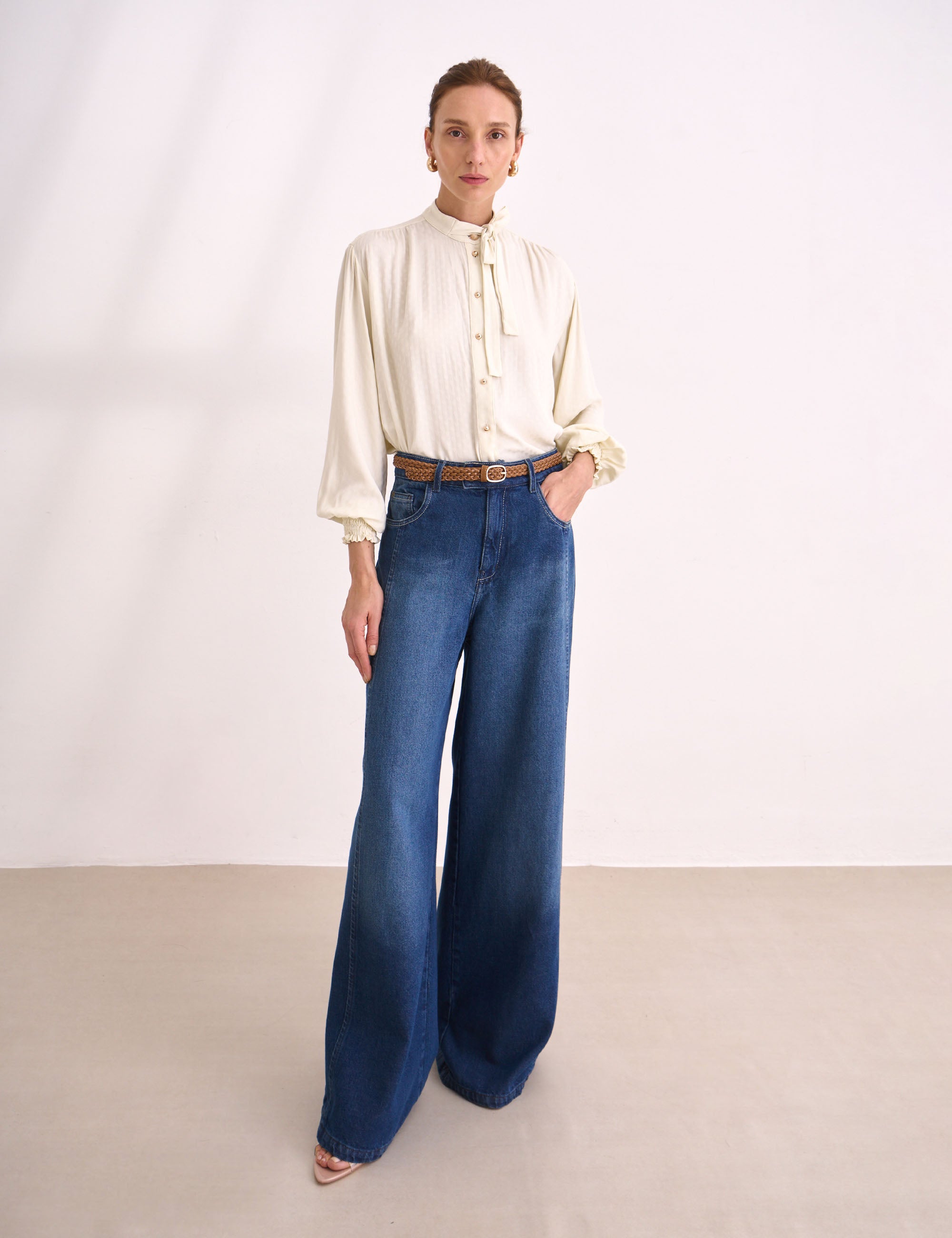 Camisa Karina Jacquard Marfim
