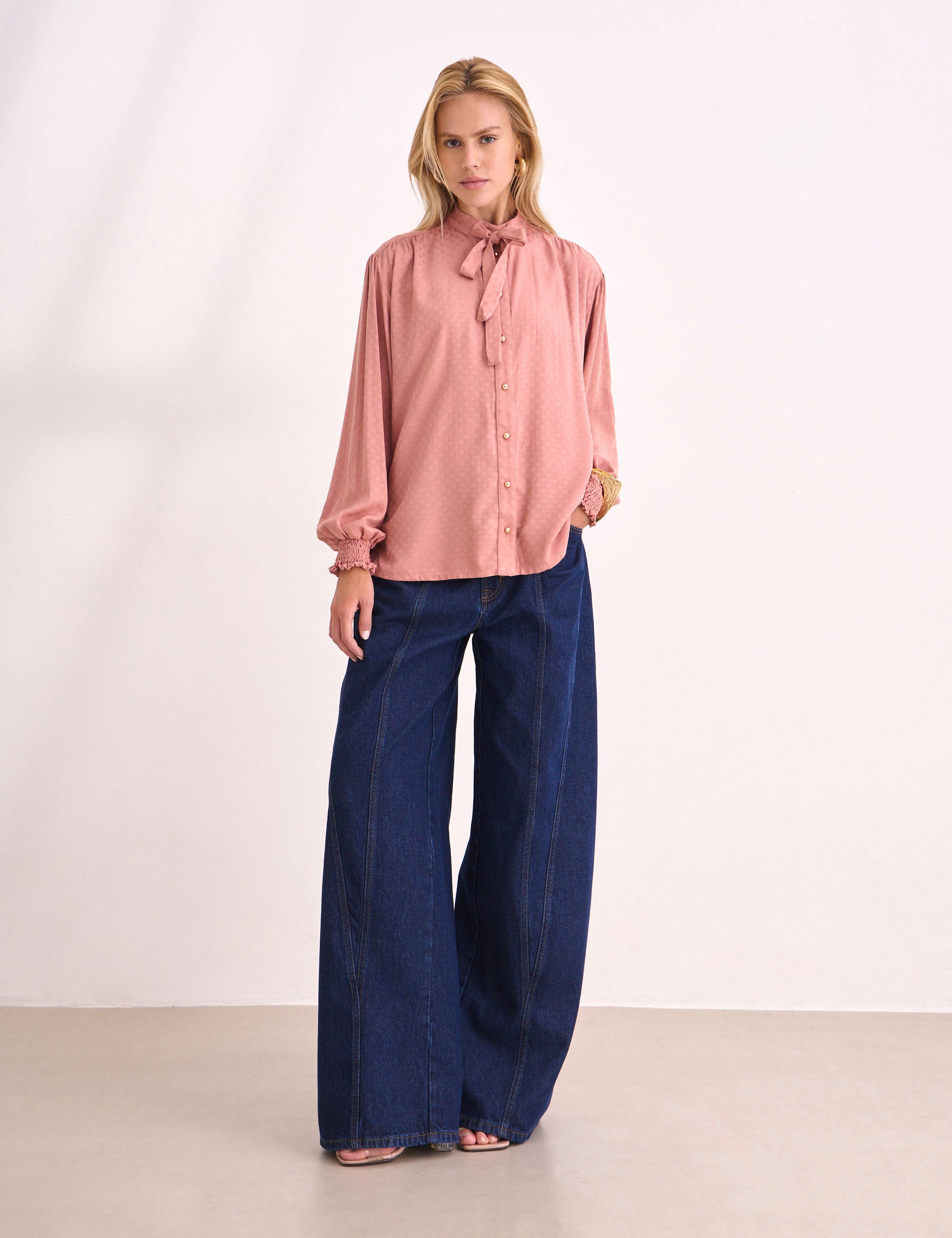 Camisa Karina Jacquard Rose