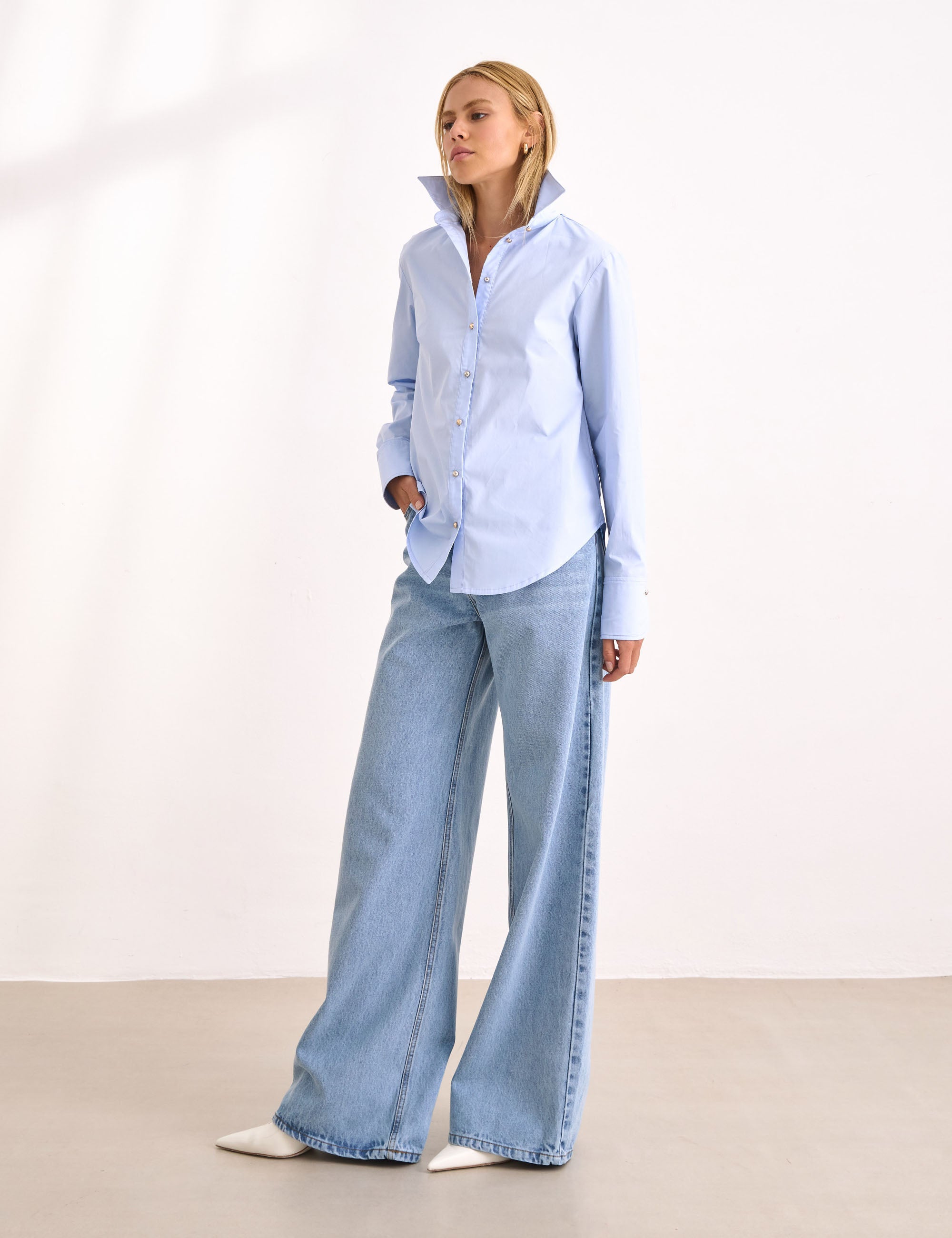 Camisa Lilie Tricoline Azul