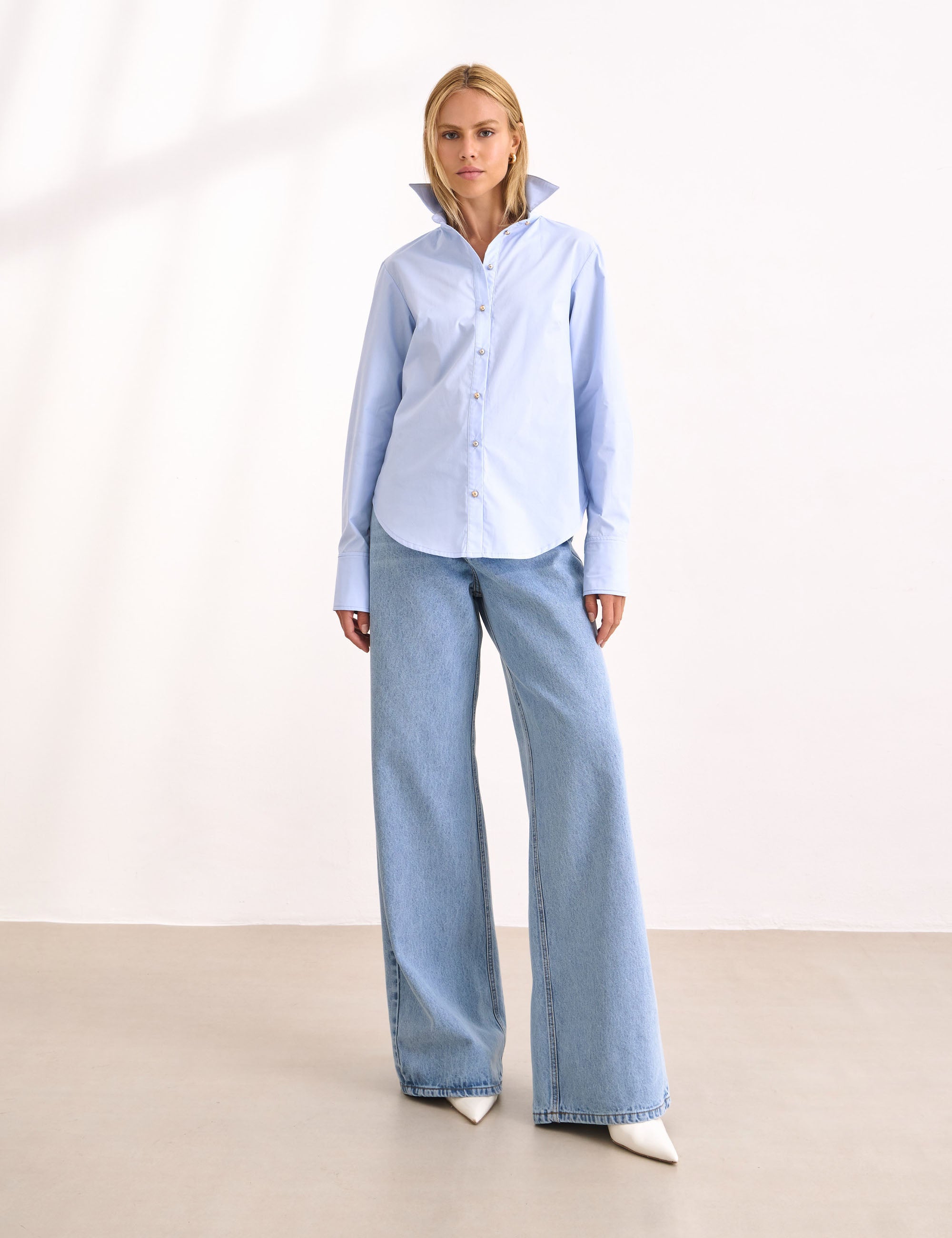 Camisa Lilie Tricoline Azul