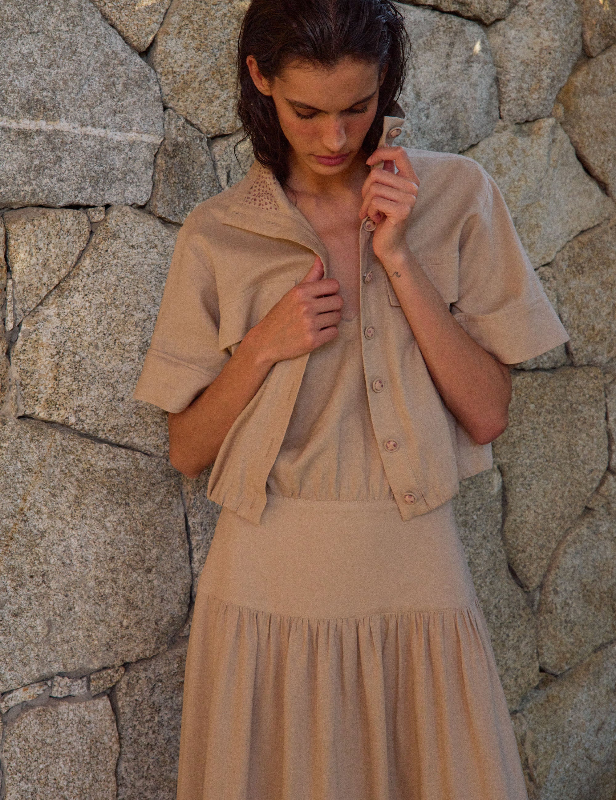 Camisa Linen Viscolinho Areia