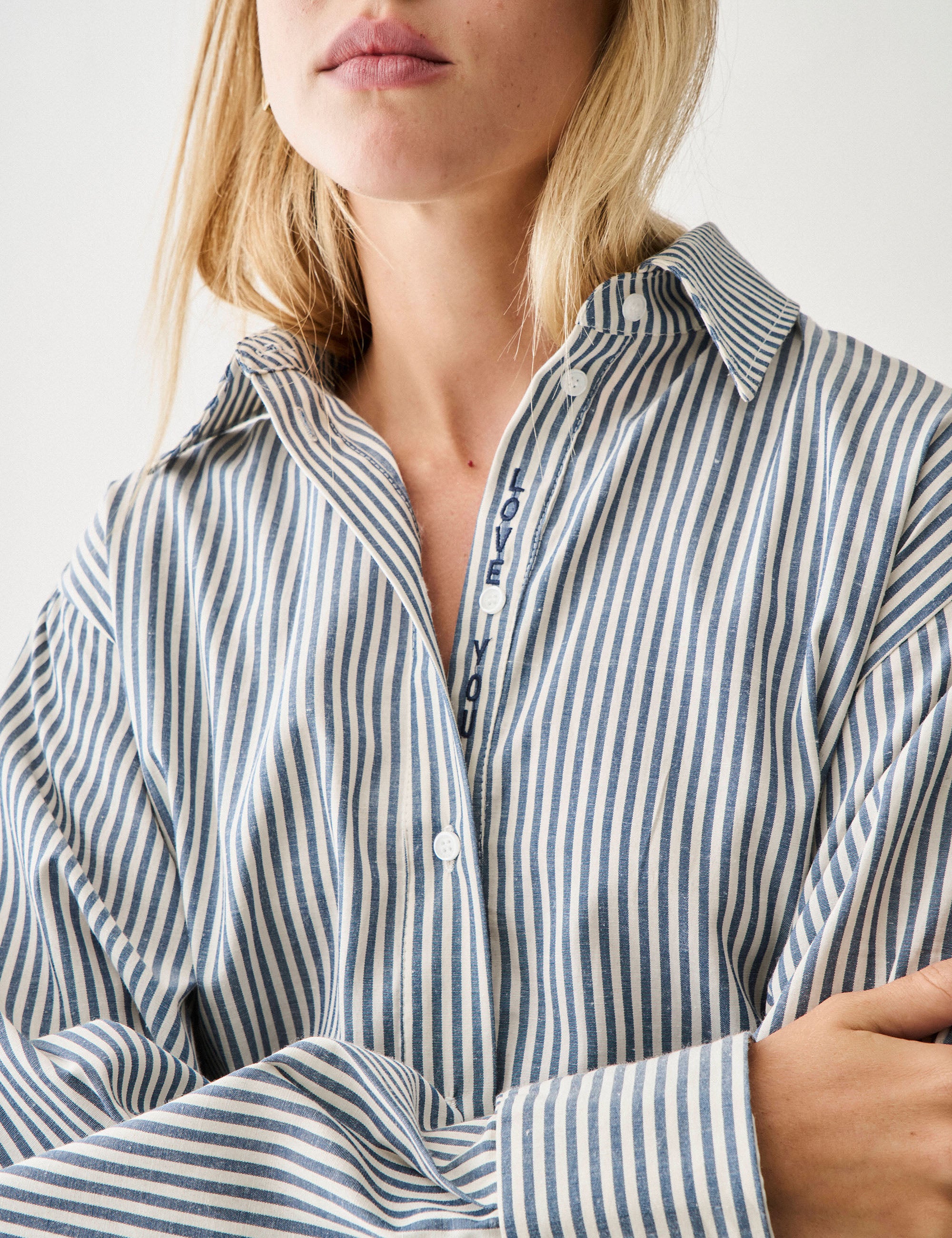 Camisa Love Tricoline Azul