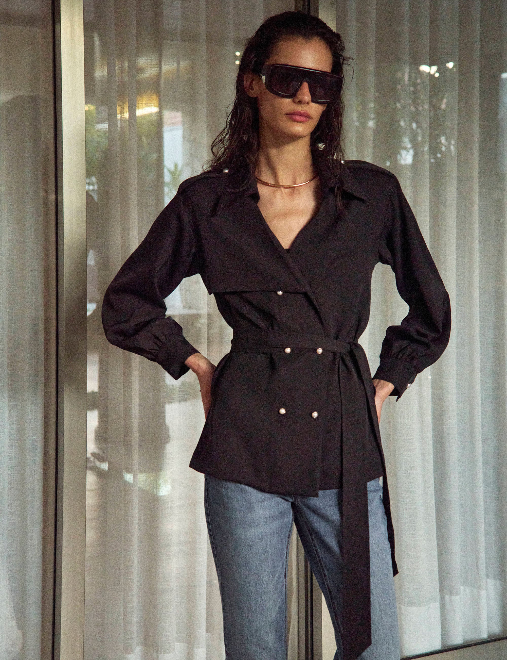Camisa Marie Alfaiataria Preto