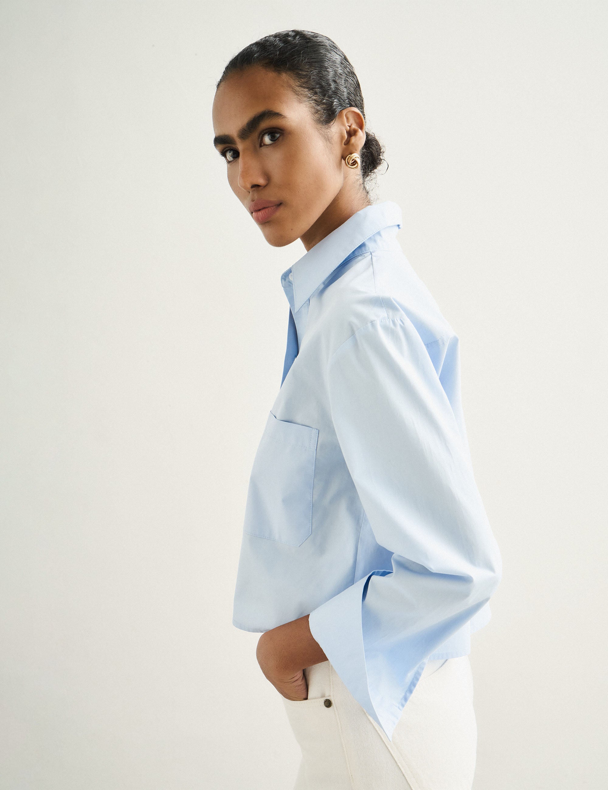 Camisa Muse Tricoline Azul