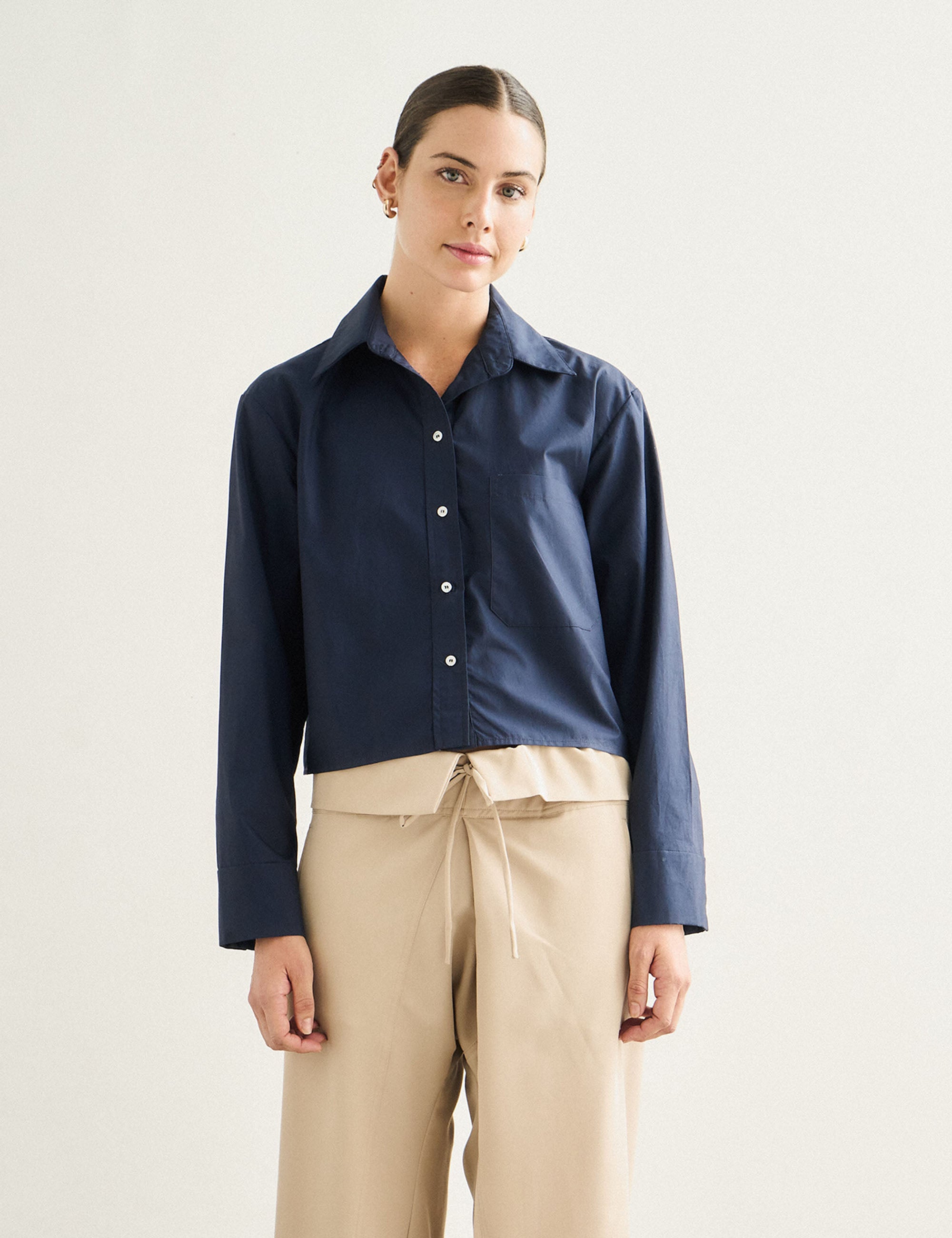Camisa Muse Tricoline Marinho