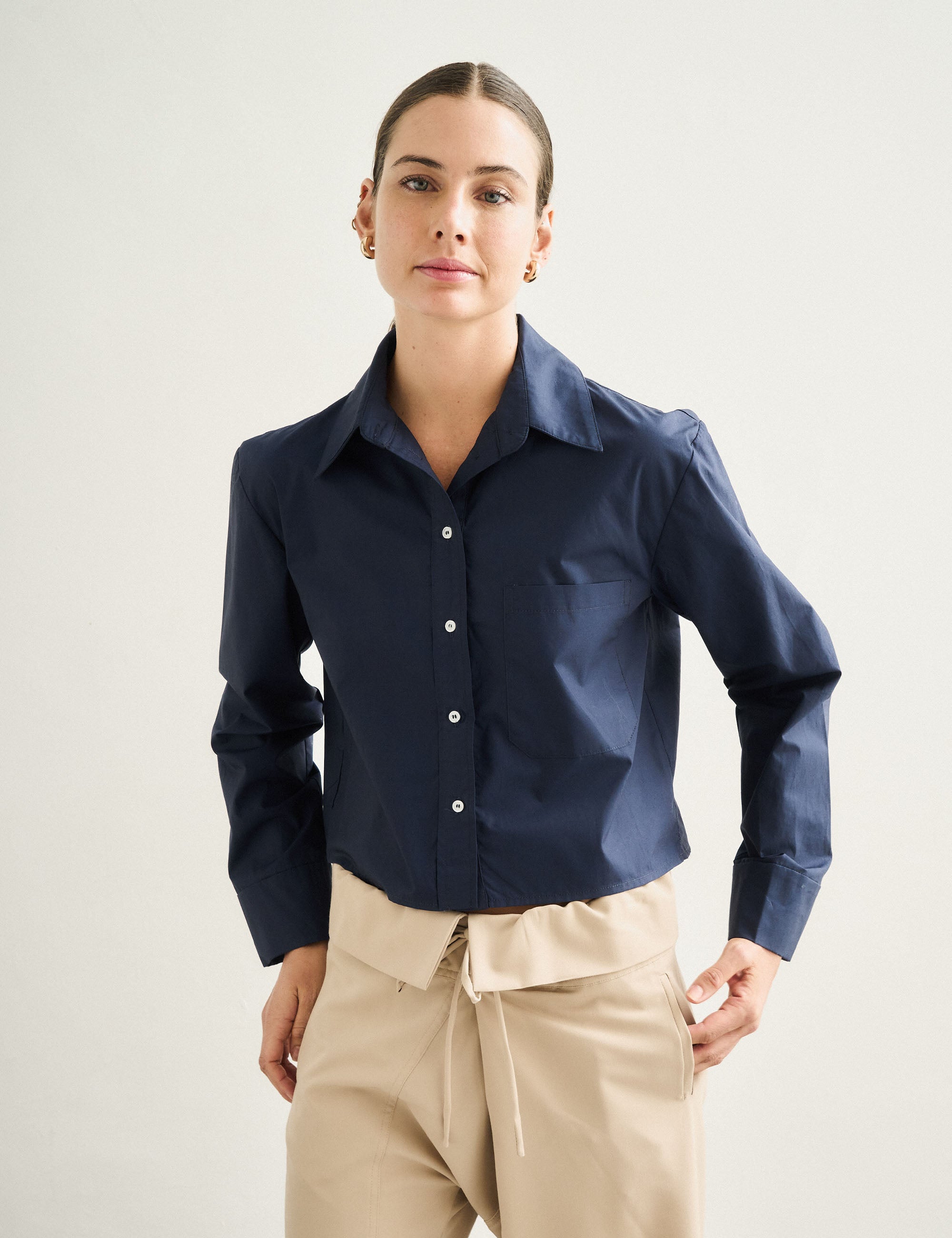 Camisa Muse Tricoline Marinho