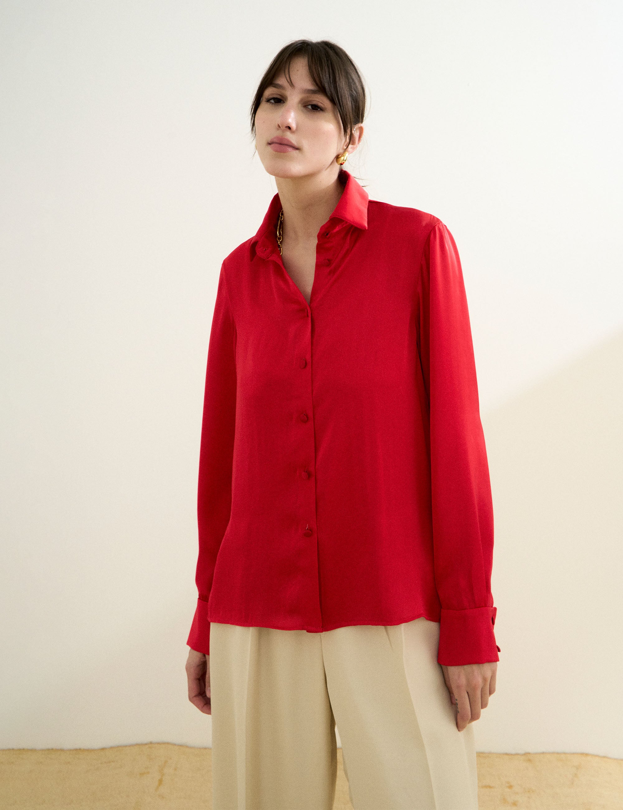 Camisa Rory Cetim Vermelho