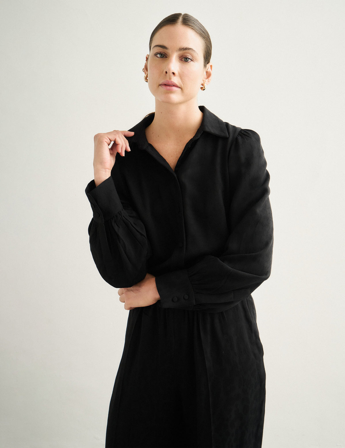 Camisa Sandra Jacquard Preto