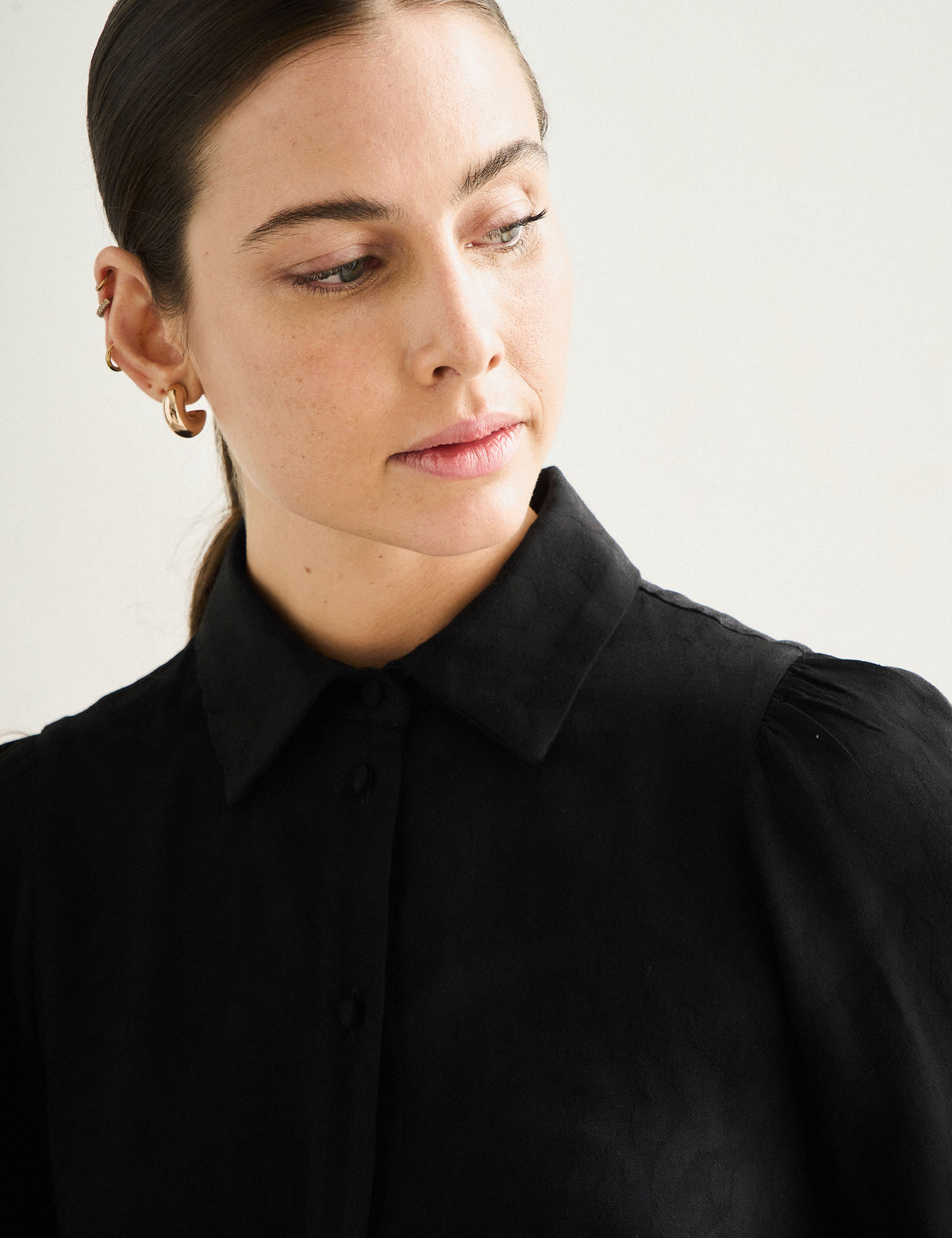 Camisa Sandra Jacquard Preto