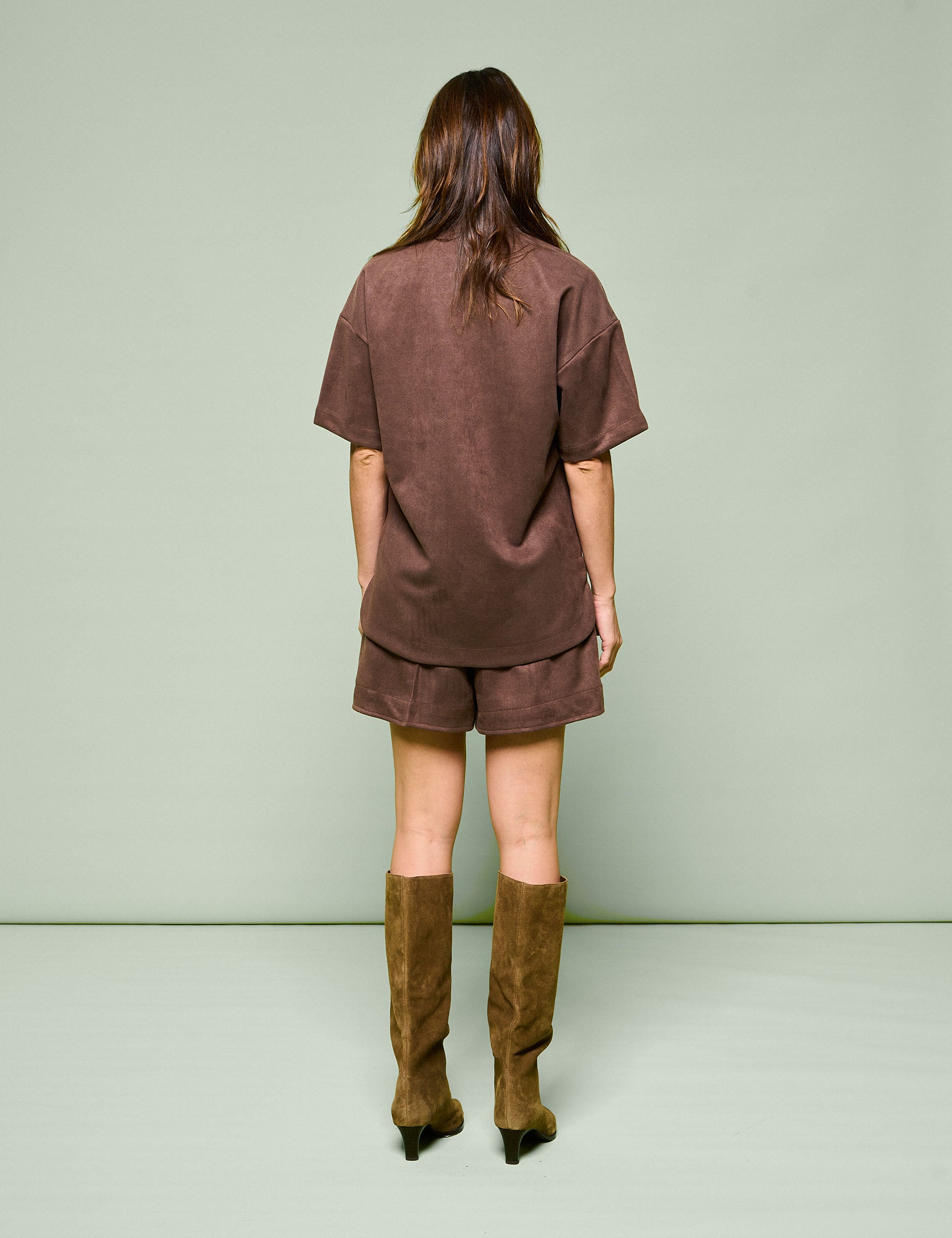 Camisa Stela Suede Café