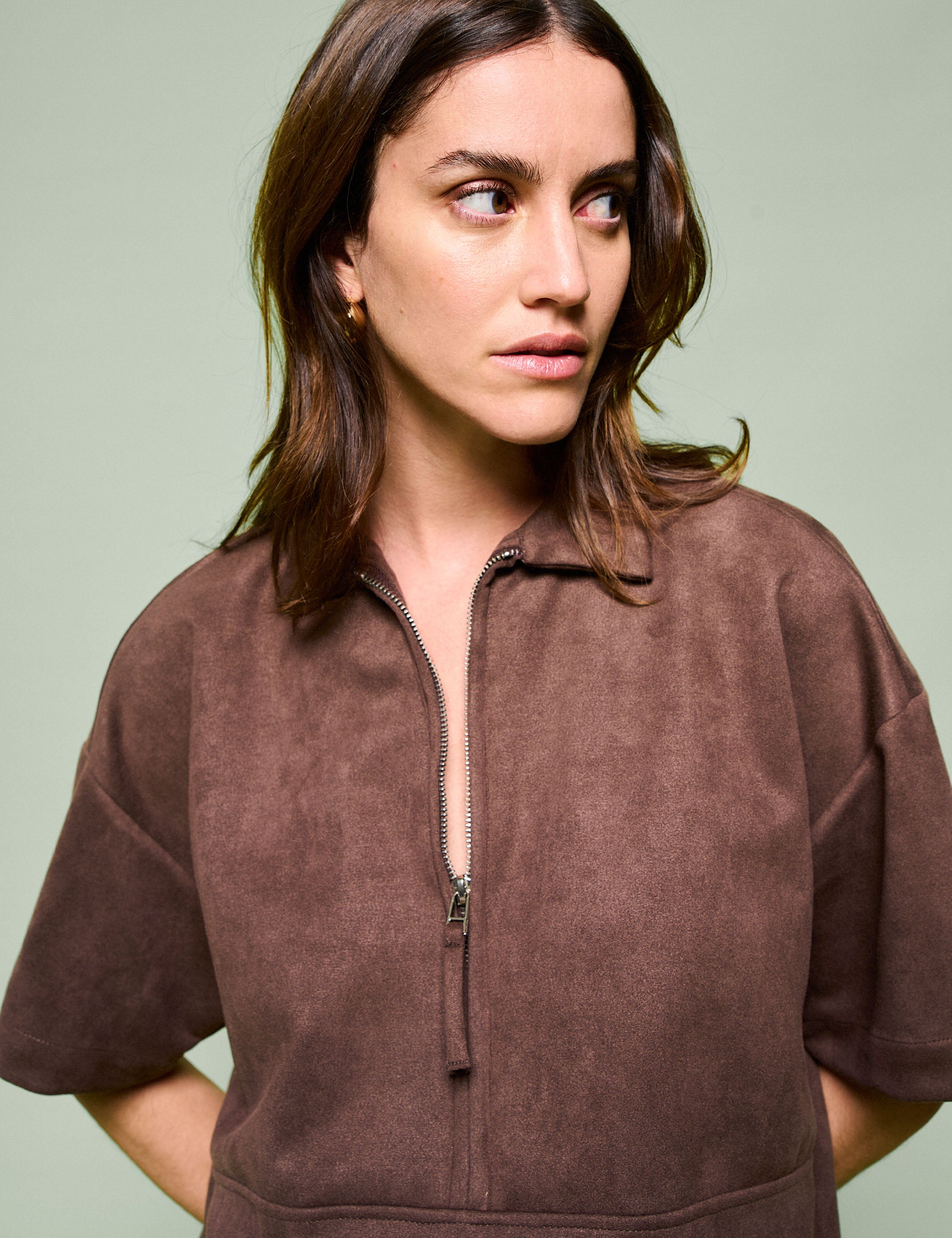 Camisa Stela Suede Café