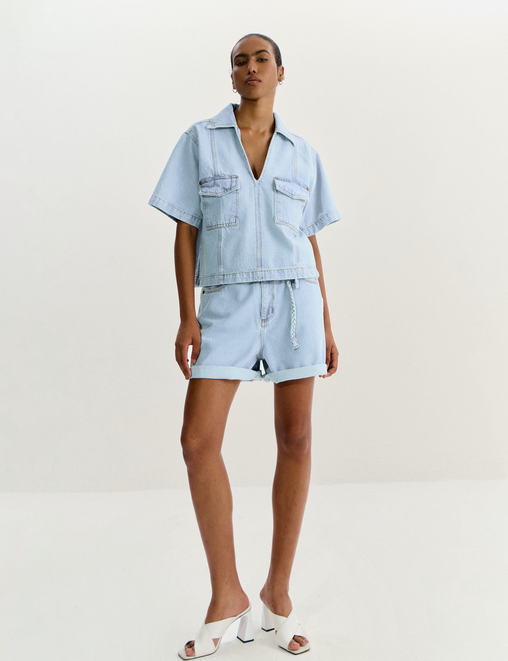 Shorts Thaissa Denim Jeans Claro