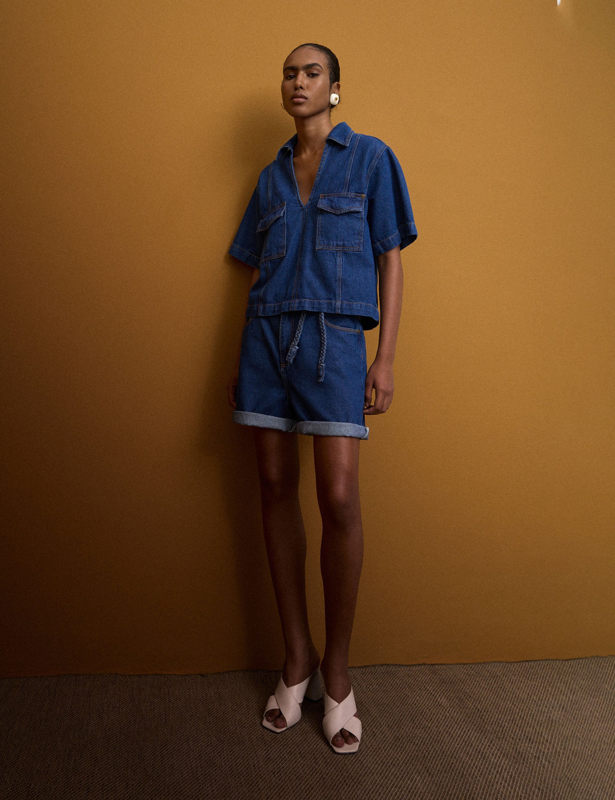 Camisa Thaissa Denim Jeans Médio