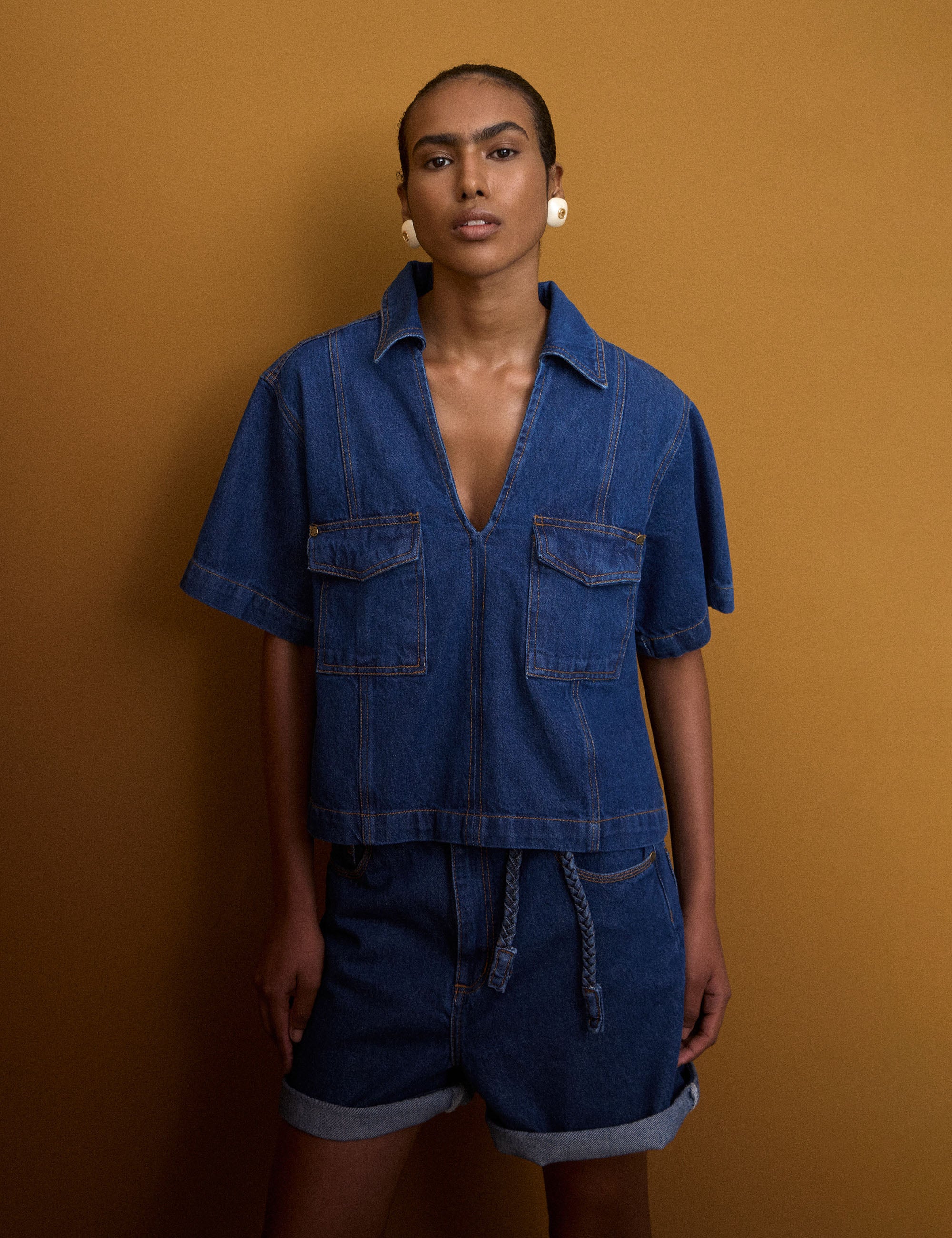 Camisa Thaissa Denim Jeans Médio