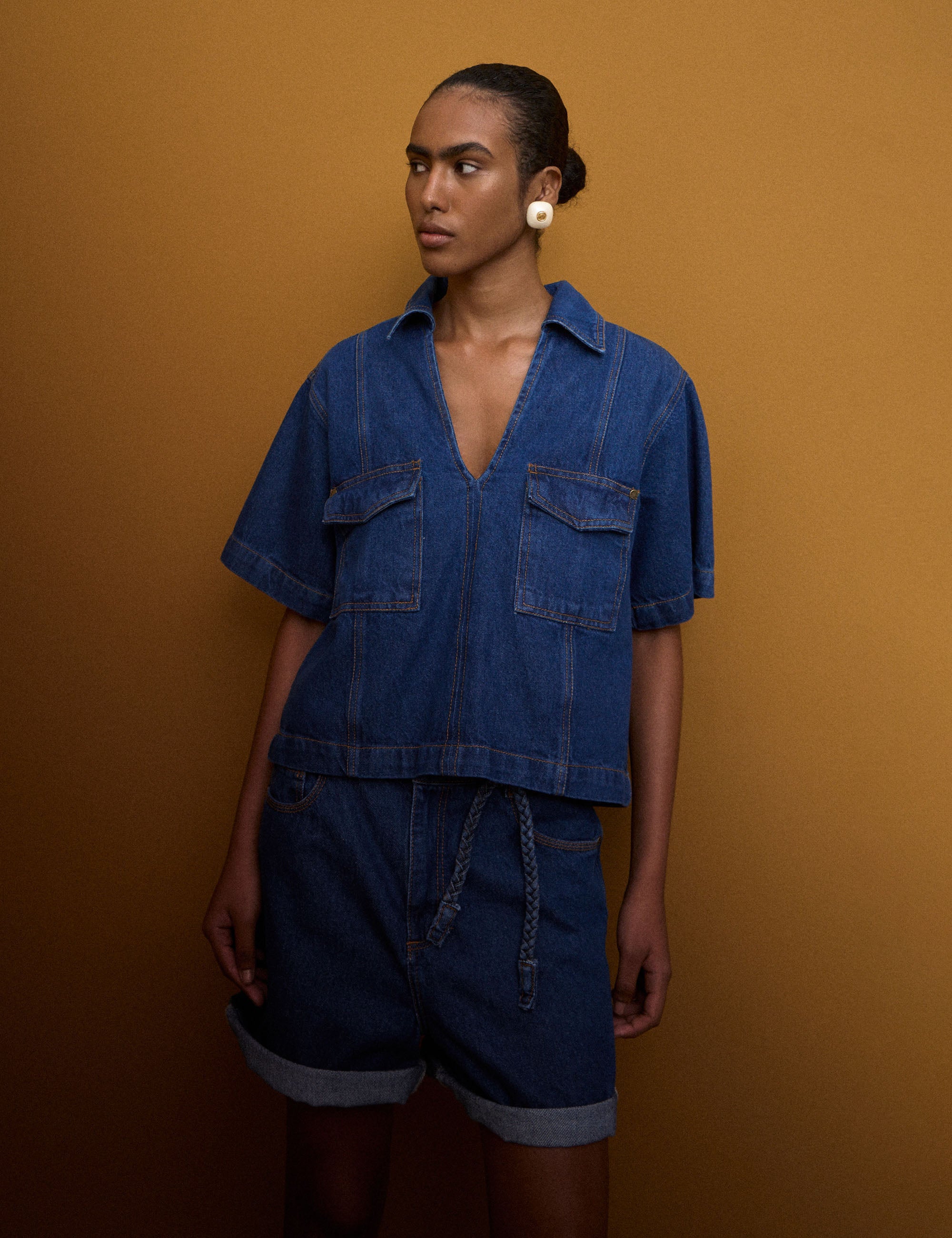 Camisa Thaissa Denim Jeans Médio