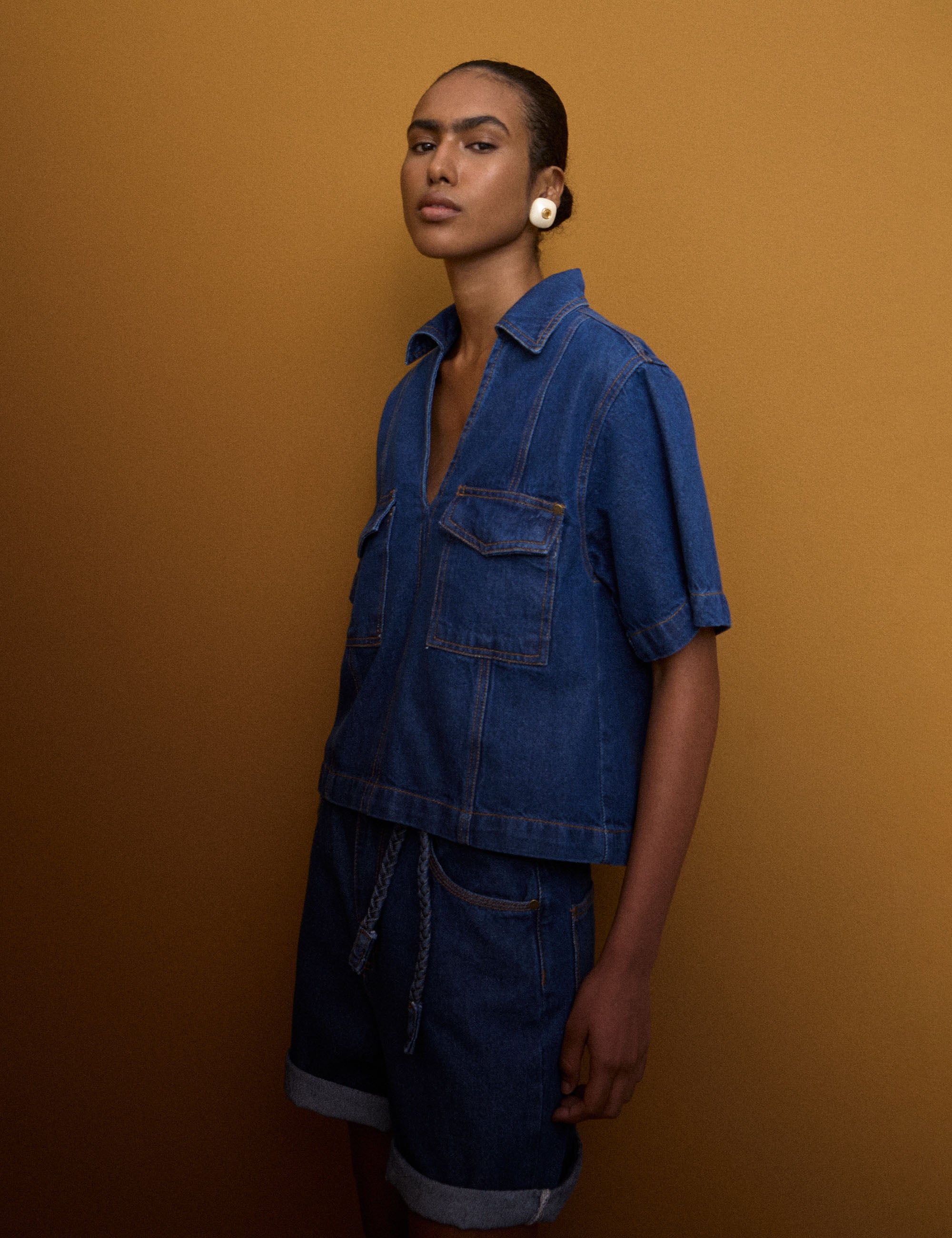 Camisa Thaissa Denim Jeans Médio