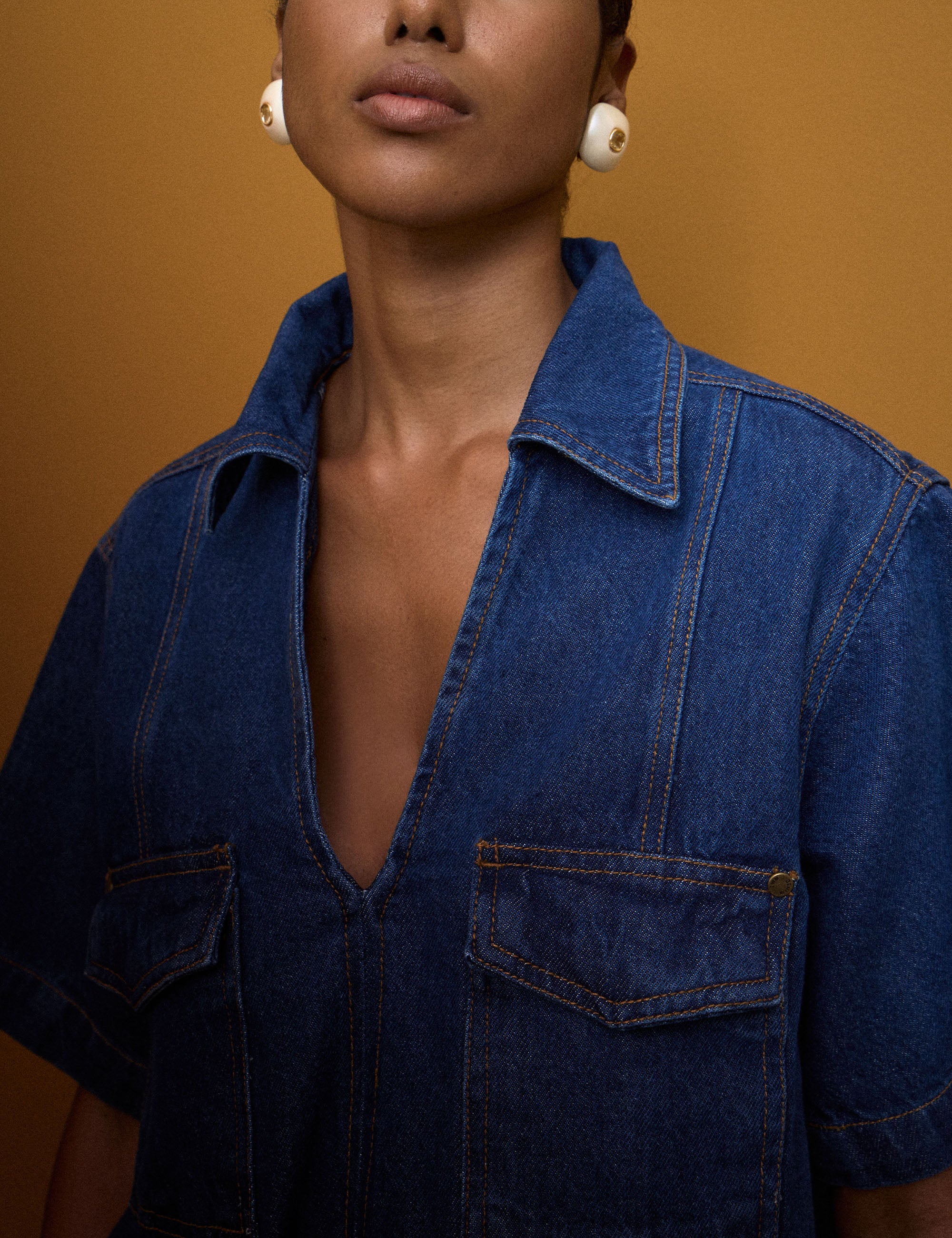 Camisa Thaissa Denim Jeans Médio