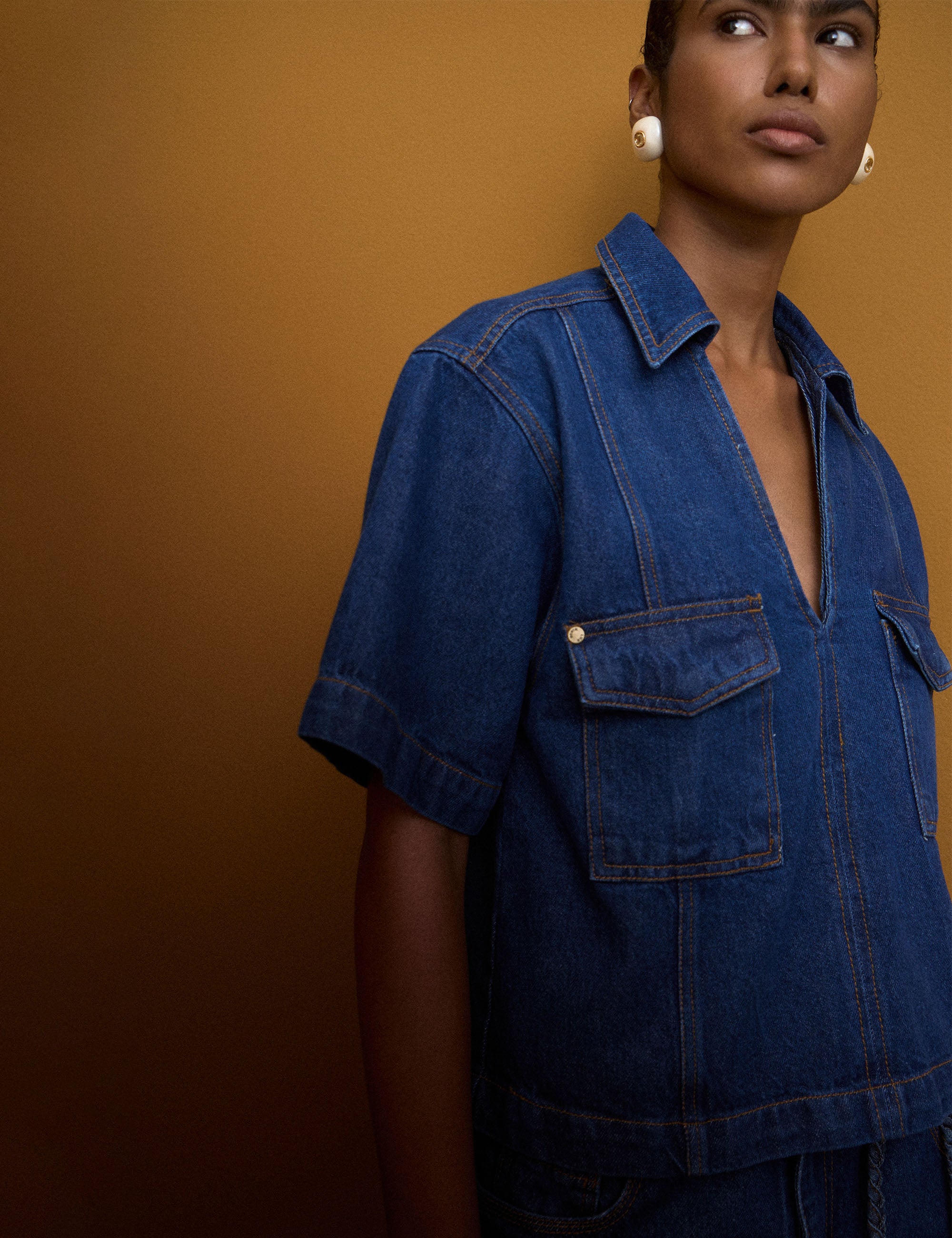 Camisa Thaissa Denim Jeans Médio