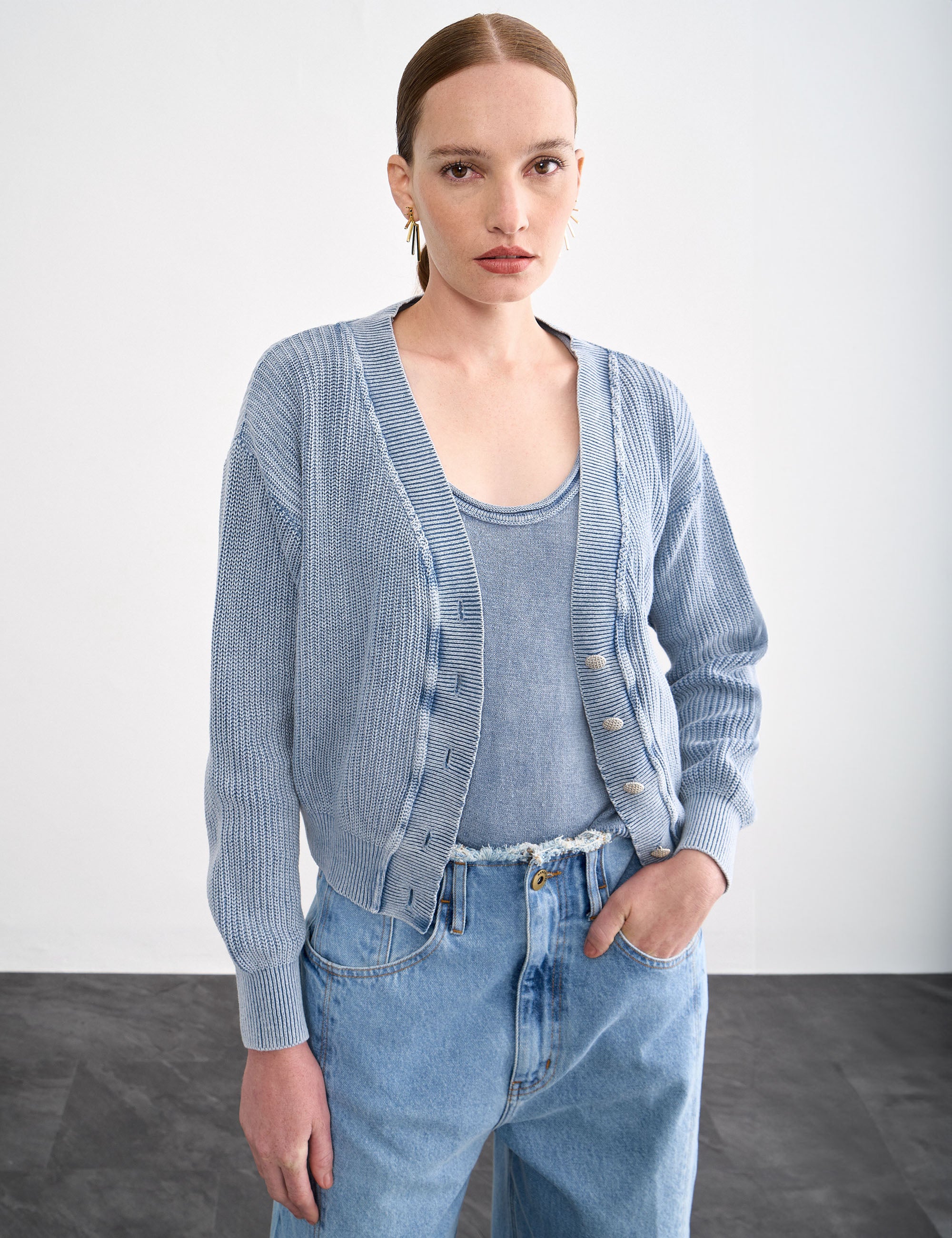 Cardigan Ava Azul Estonado