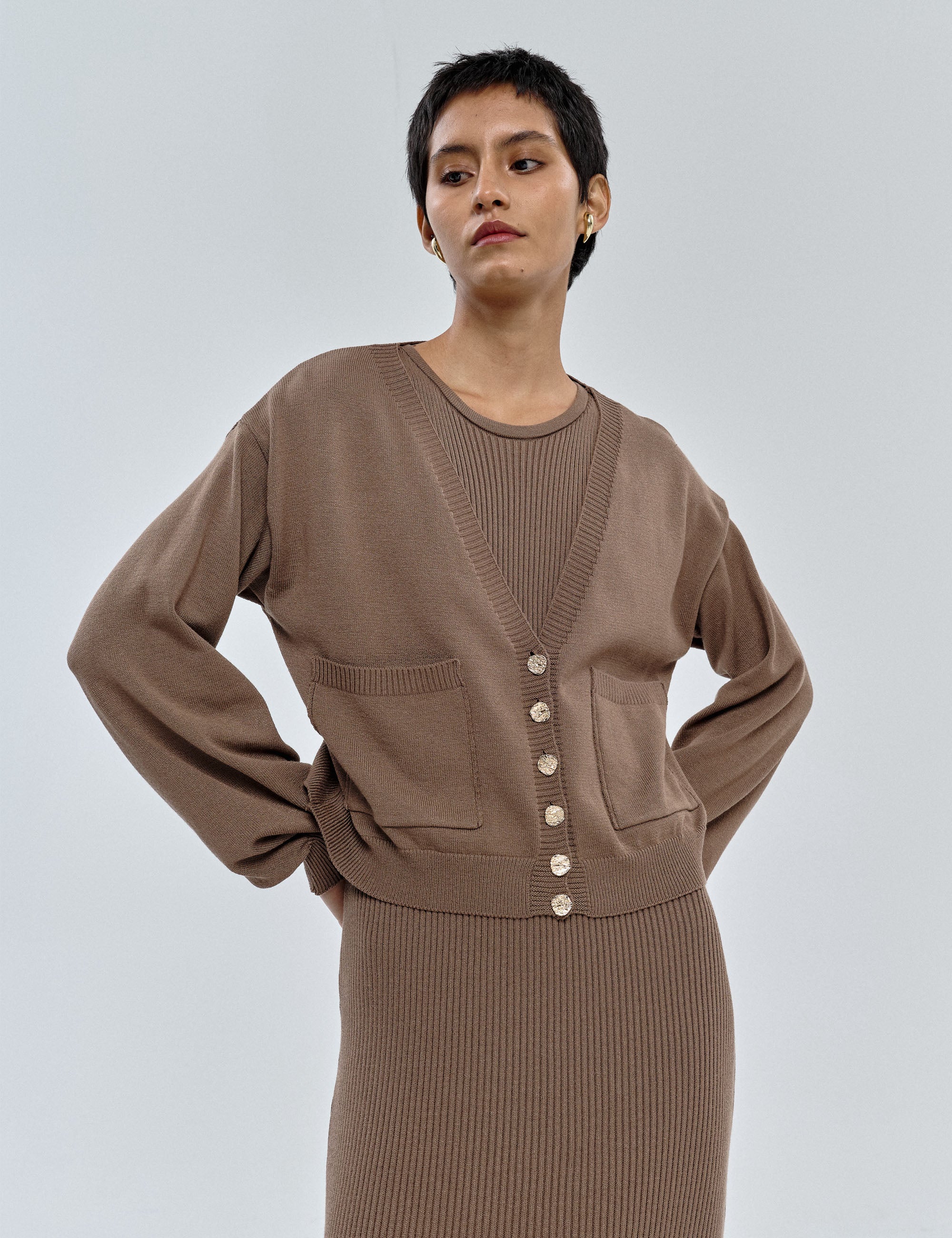 Cardigan Cibele Tricot Camelo