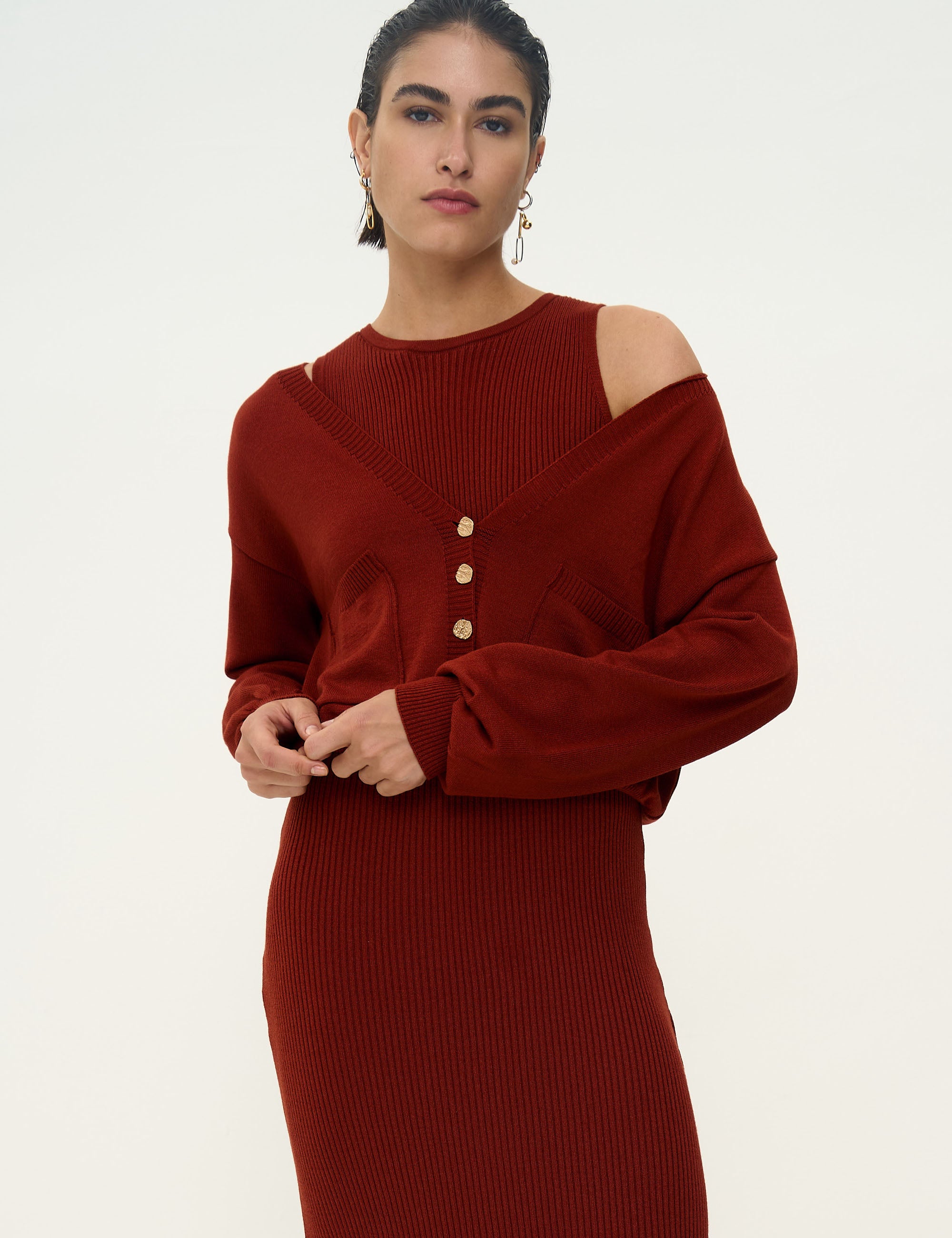 Cardigan Cibele Tricot Ferrugem