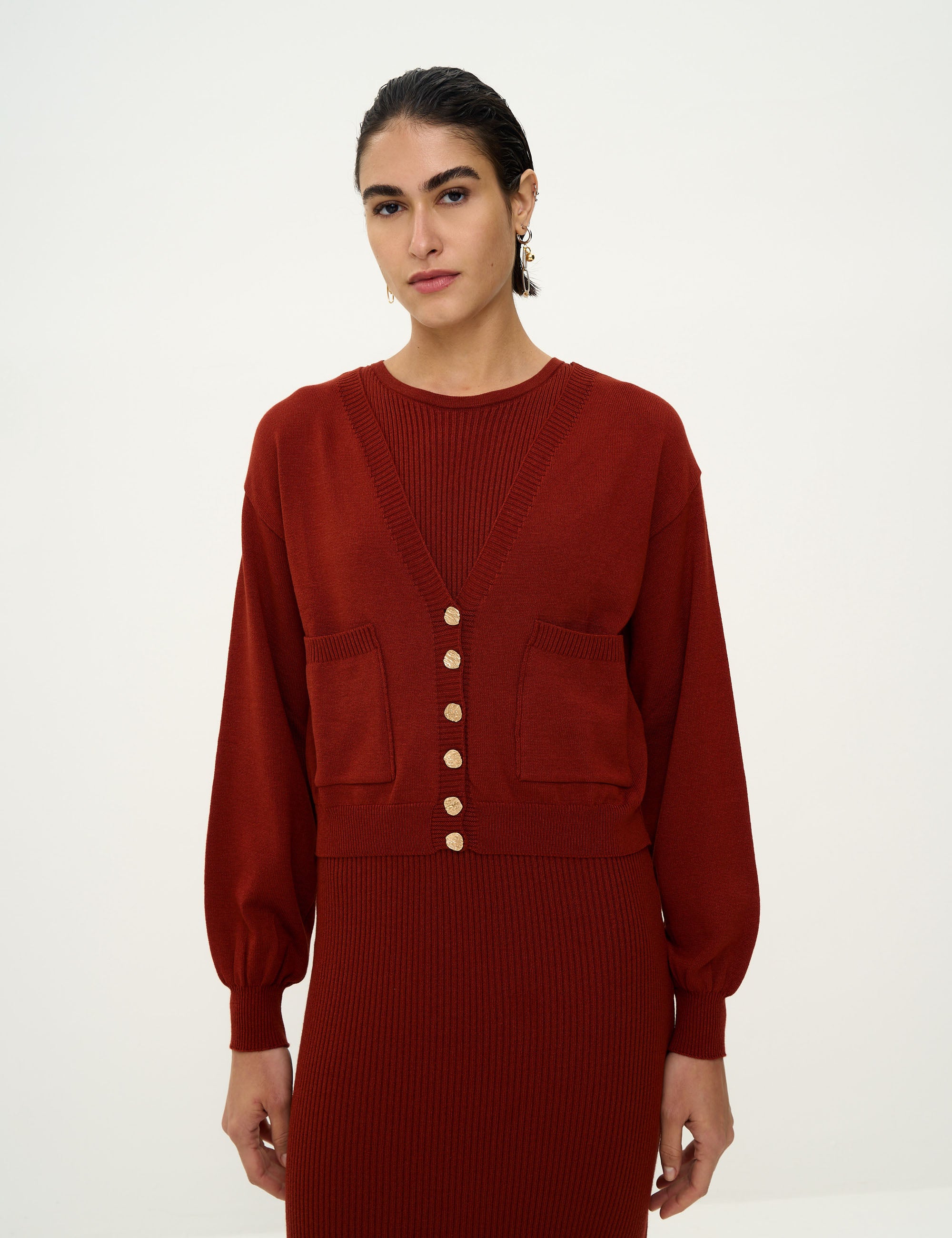 Cardigan Cibele Tricot Ferrugem