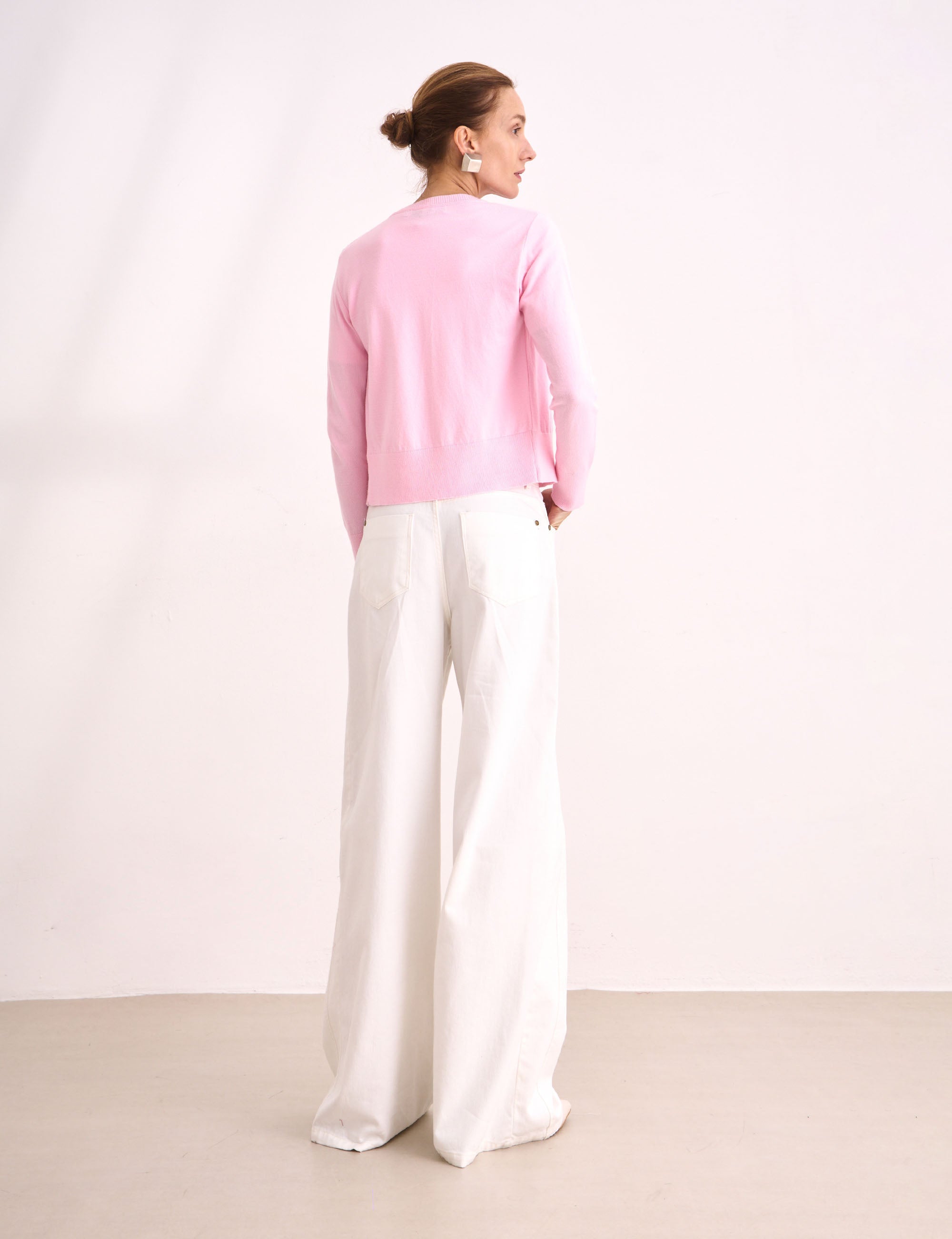 Cardigan Tricot Rosa Pó