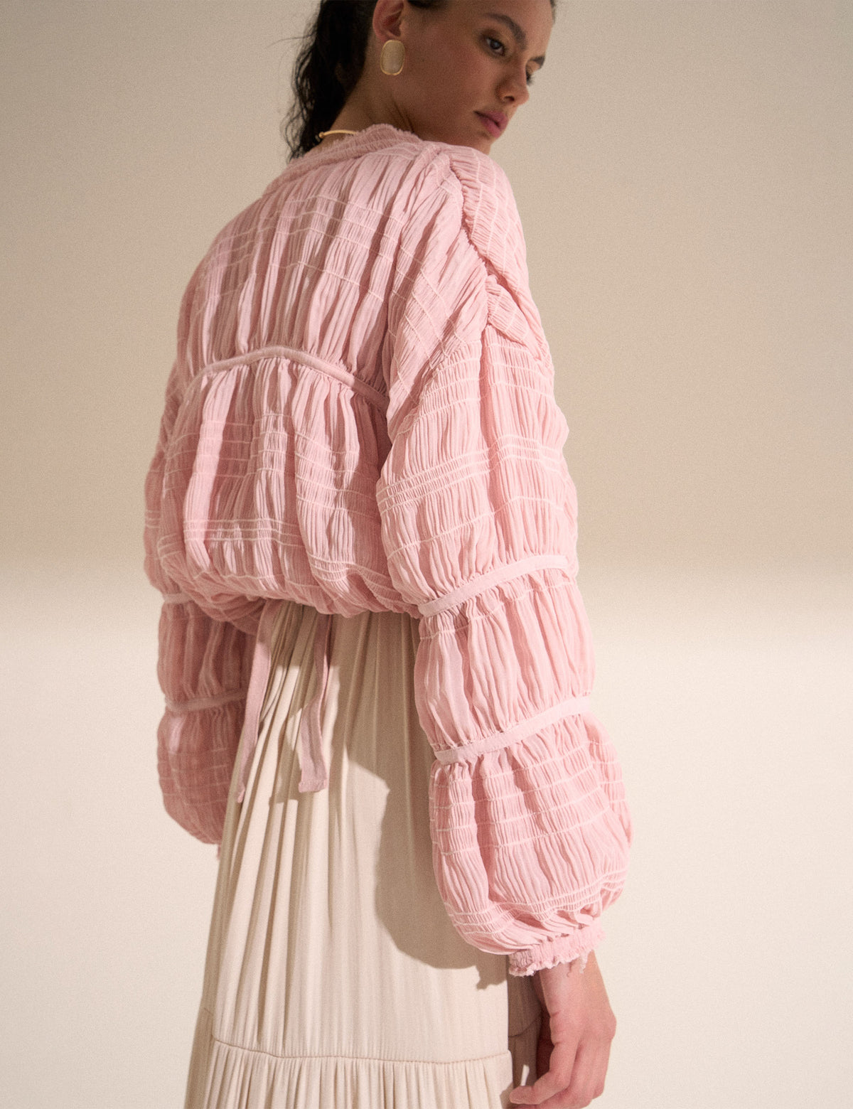 Casaqueto Plissado Chiffon Rose
