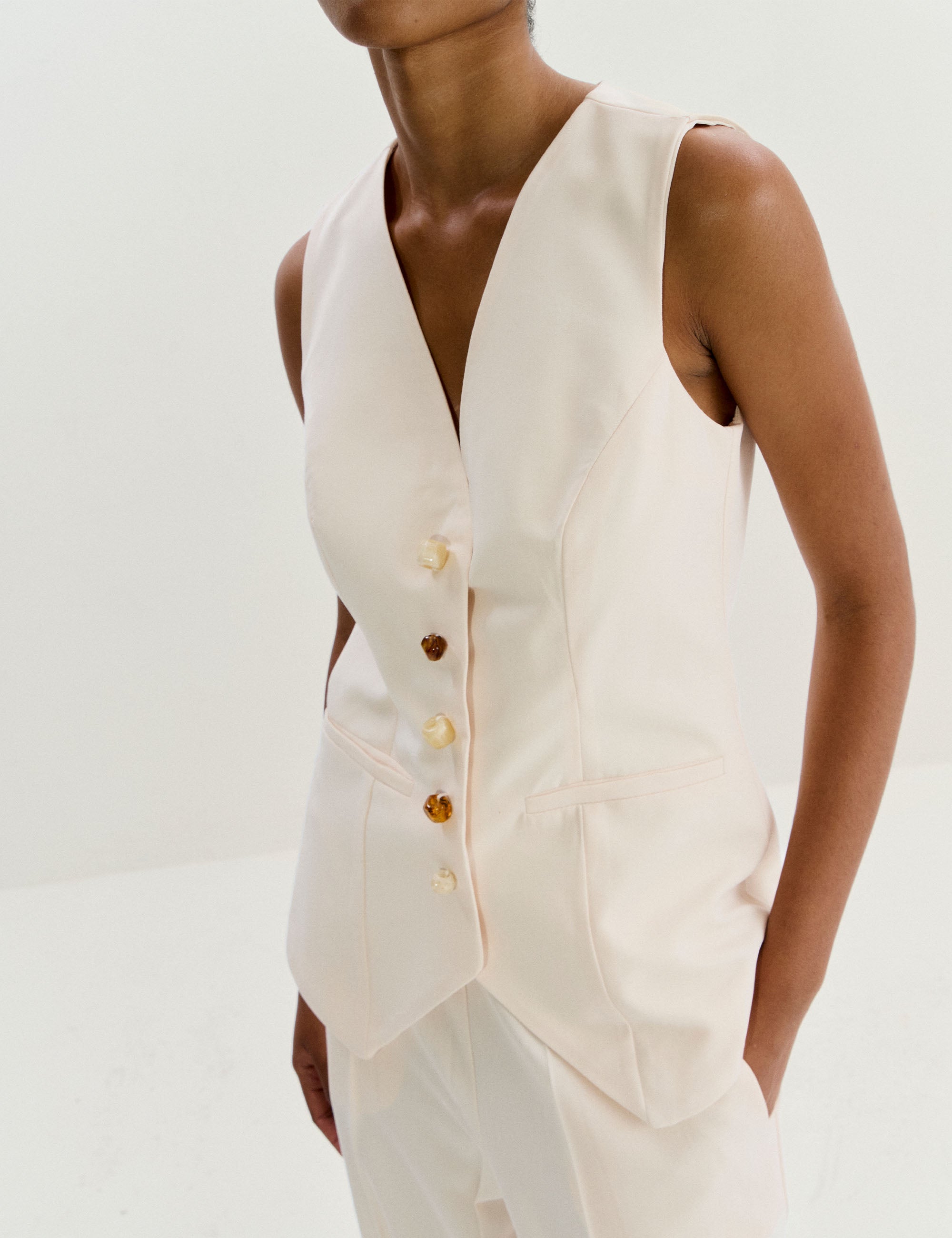 Colete Ametista Alfaiataria Marfim