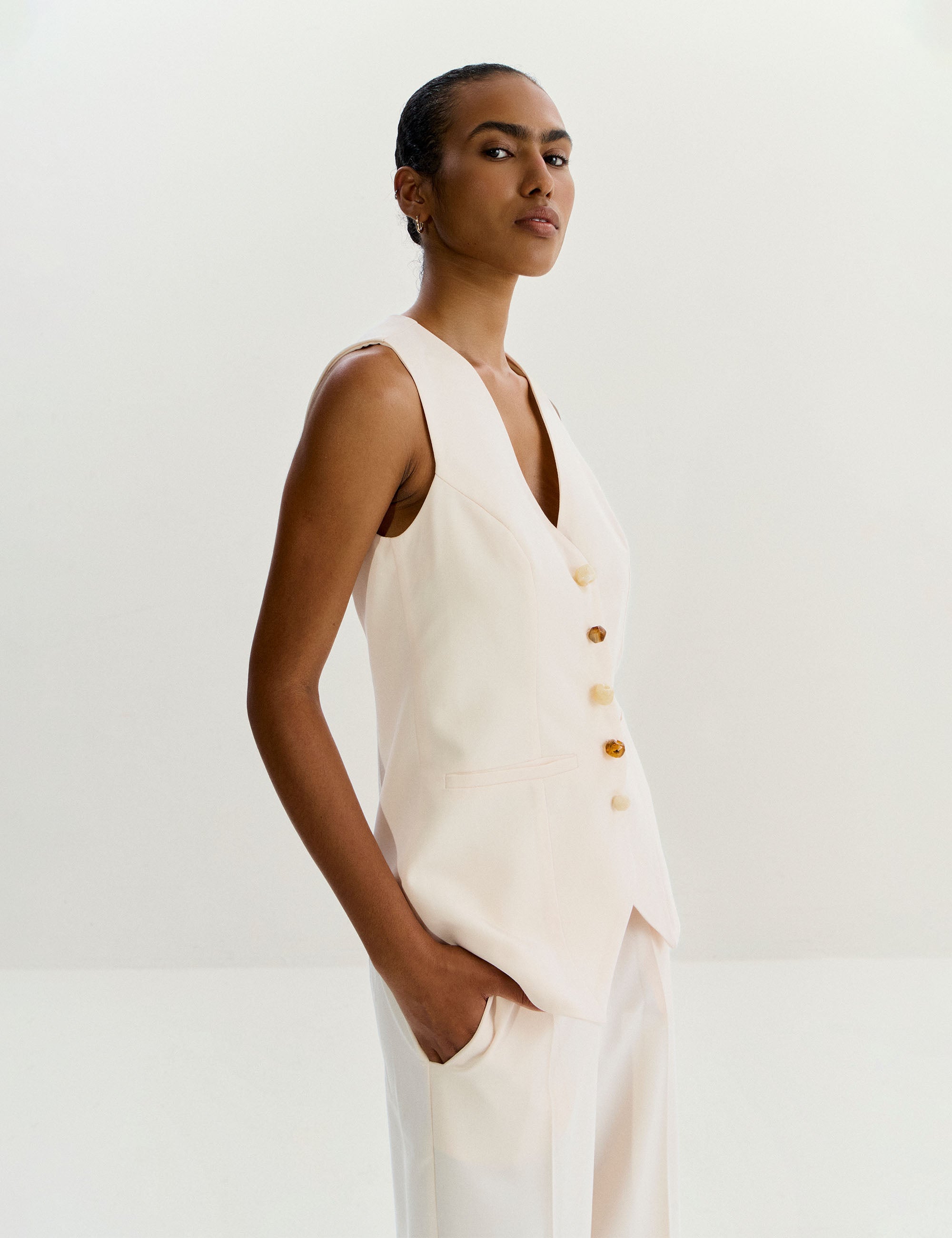 Colete Ametista Alfaiataria Marfim